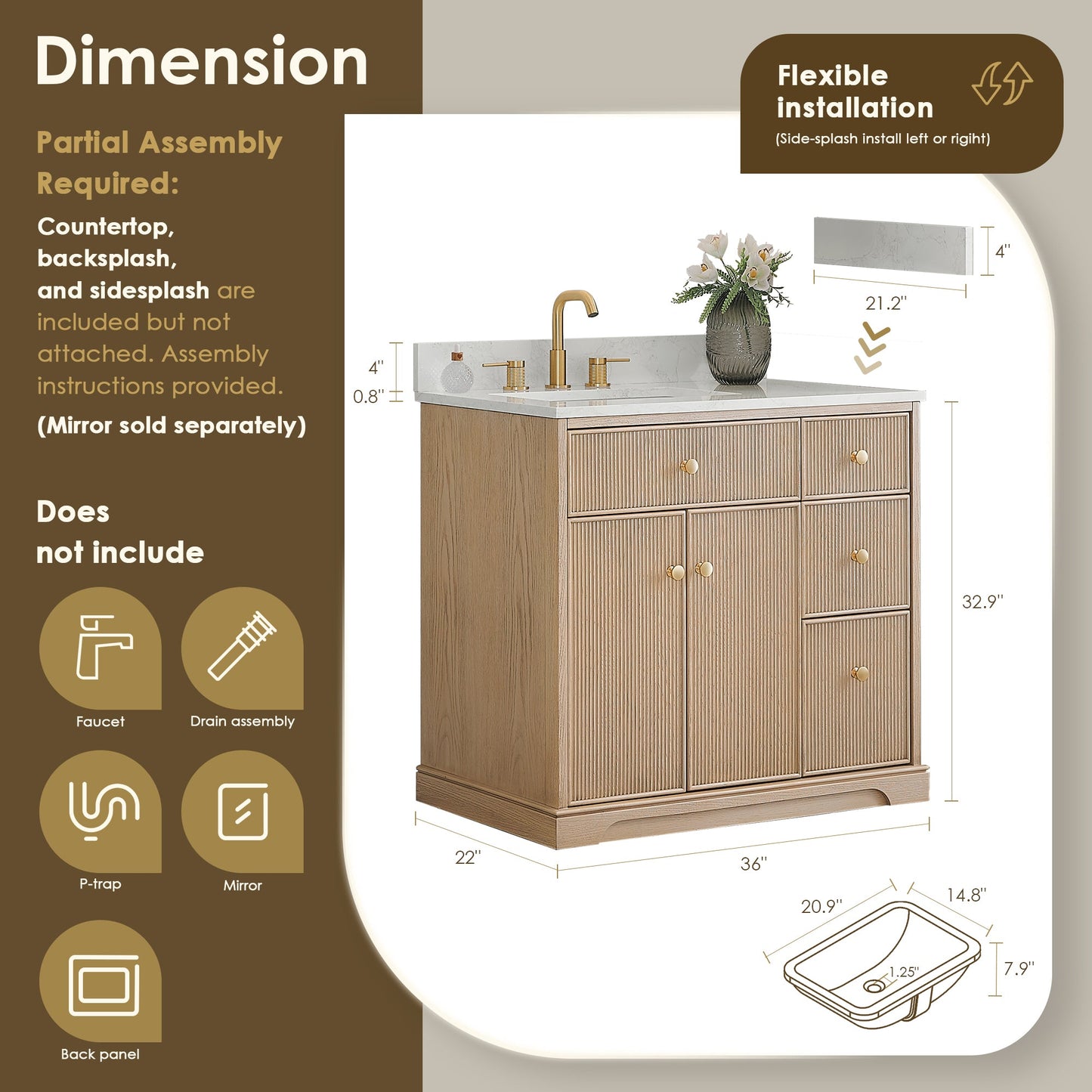 Barnett 36"/48"/60“/72" Single/Double Vanity with Top