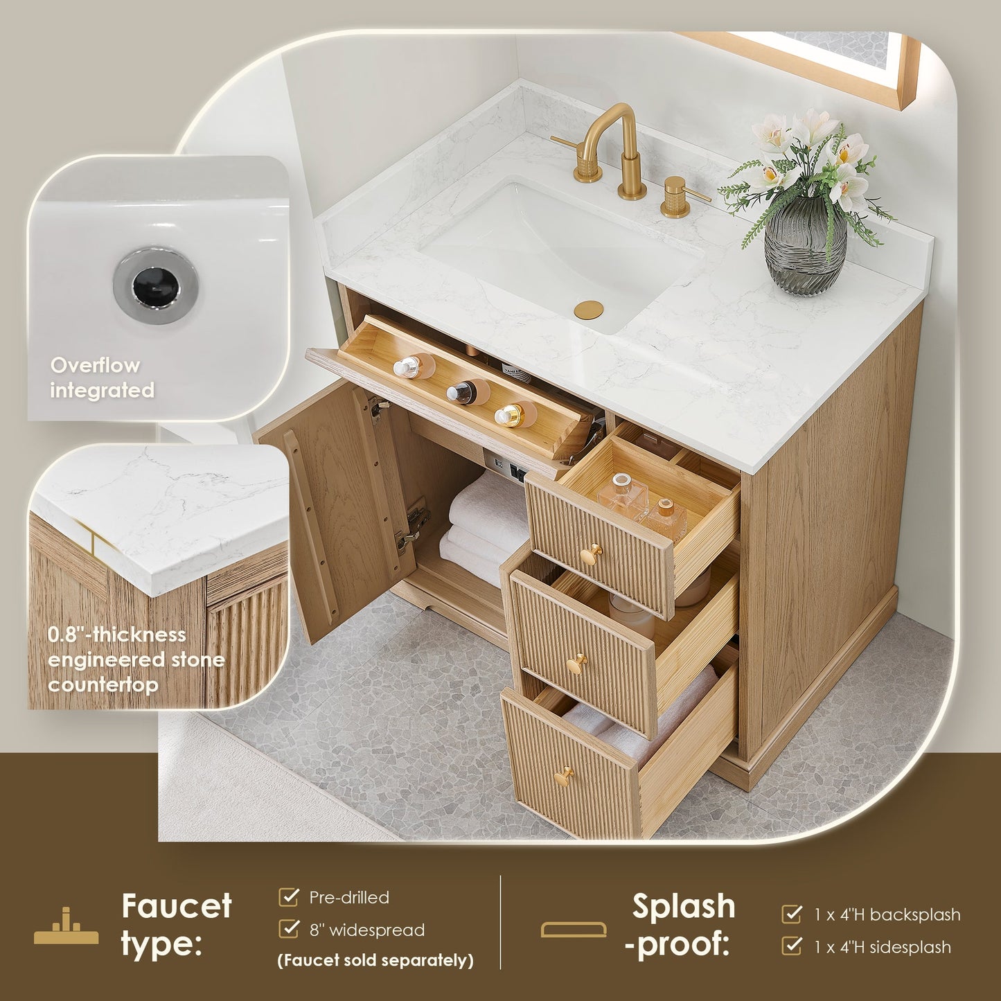 Barnett 36"/48"/60“/72" Single/Double Vanity with Top
