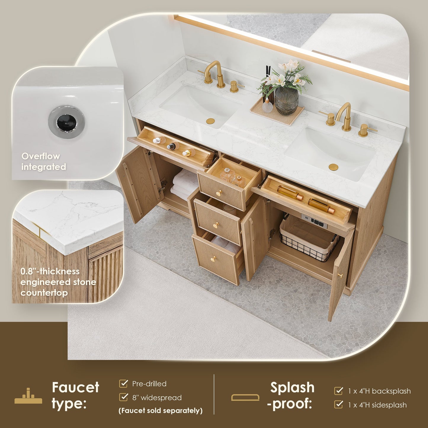 Barnett 36"/48"/60“/72" Single/Double Vanity with Top