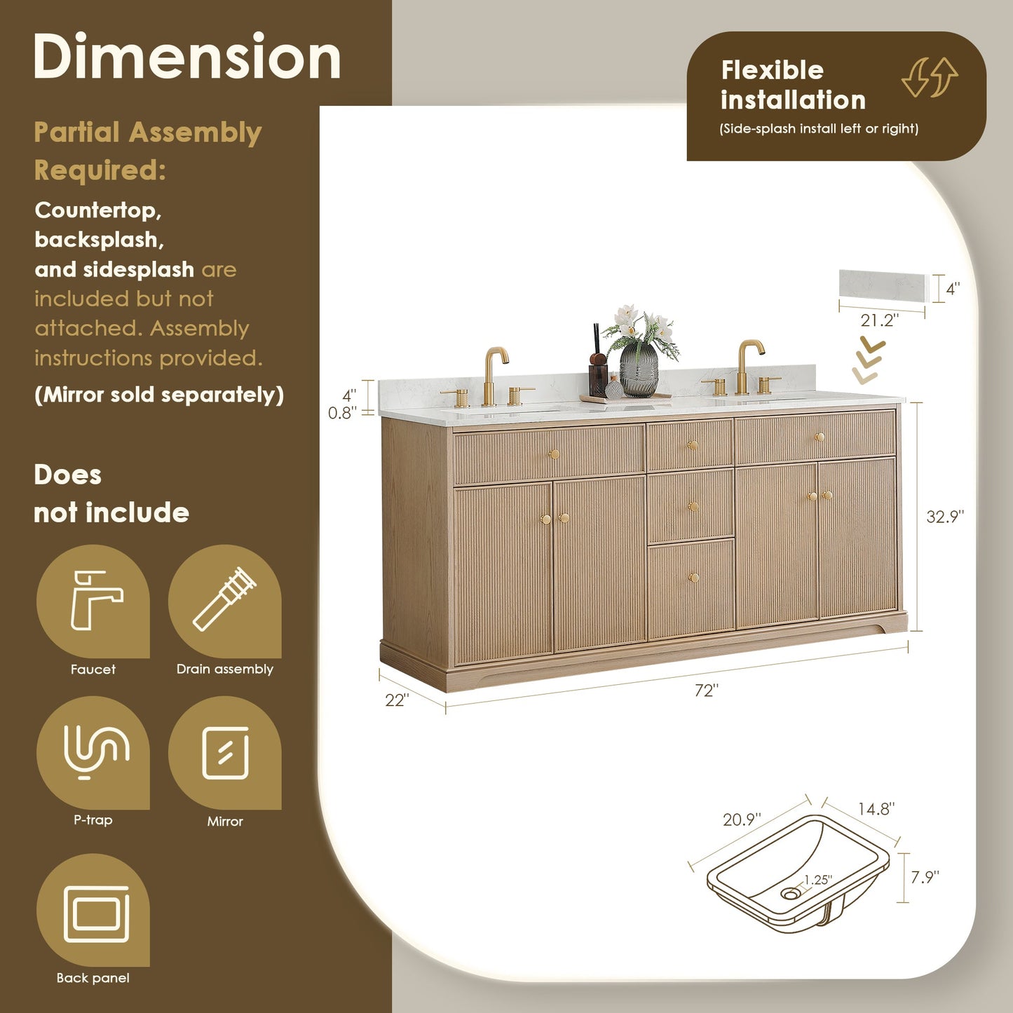 Barnett 36"/48"/60“/72" Single/Double Vanity with Top
