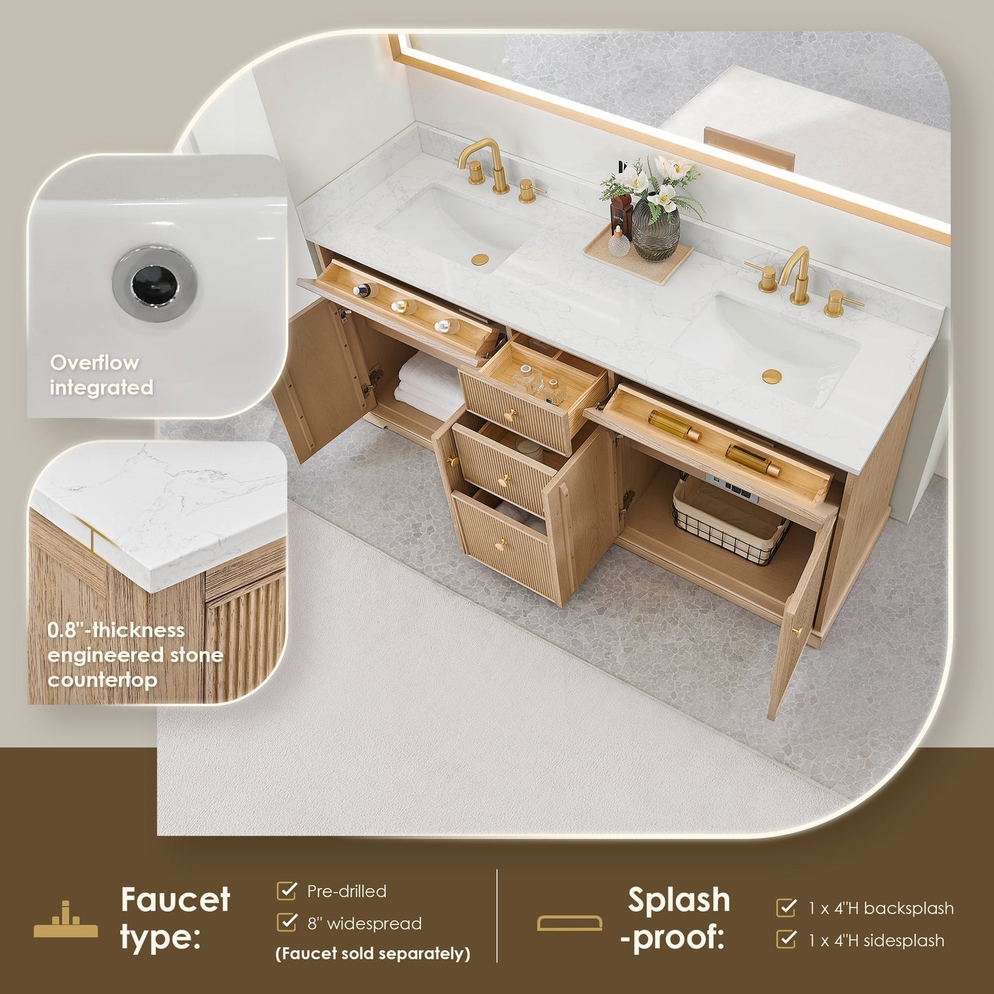 Barnett 36"/48"/60“/72" Single/Double Vanity with Top