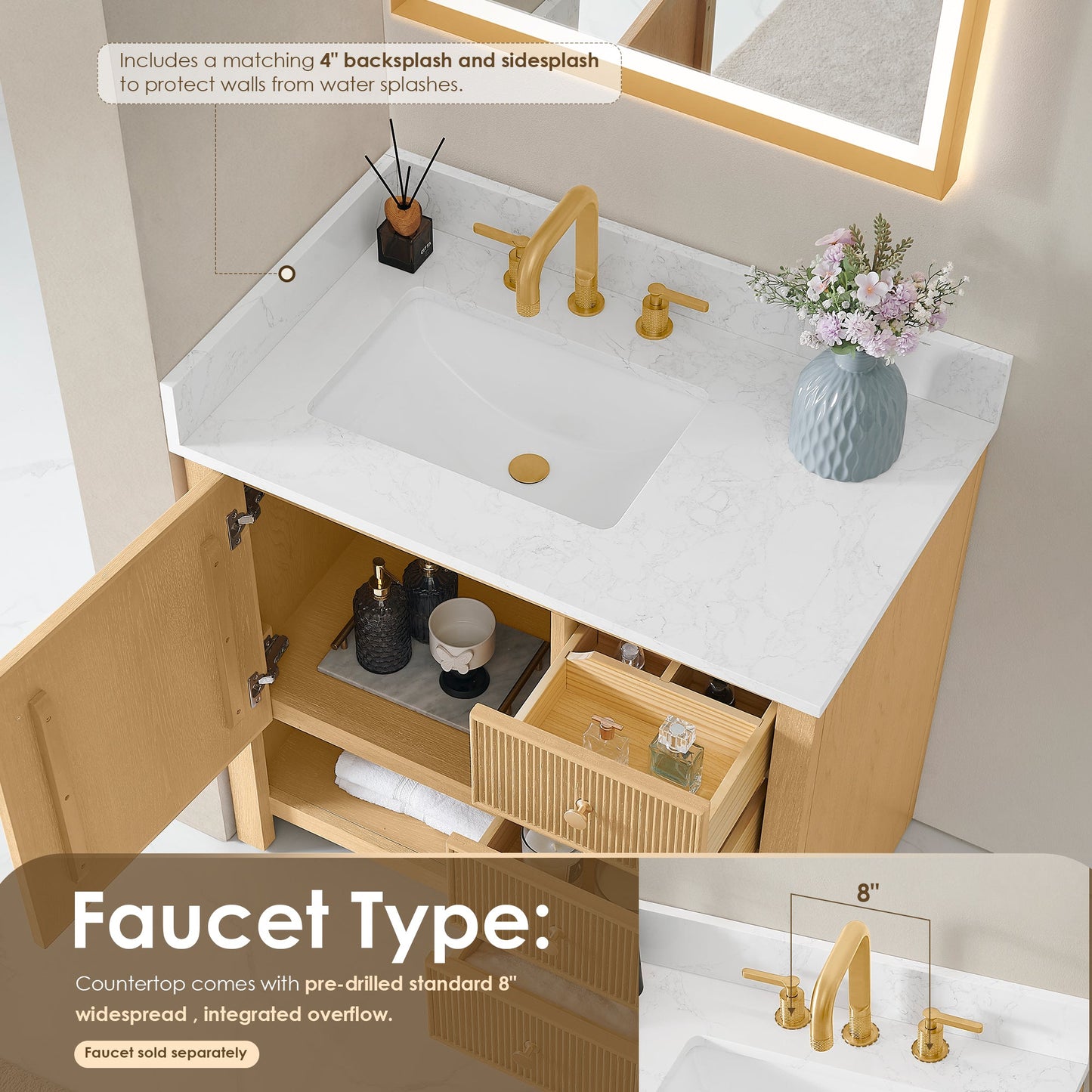 Cecil 36"/48"/60"/72" Single/Double Vanity with Top