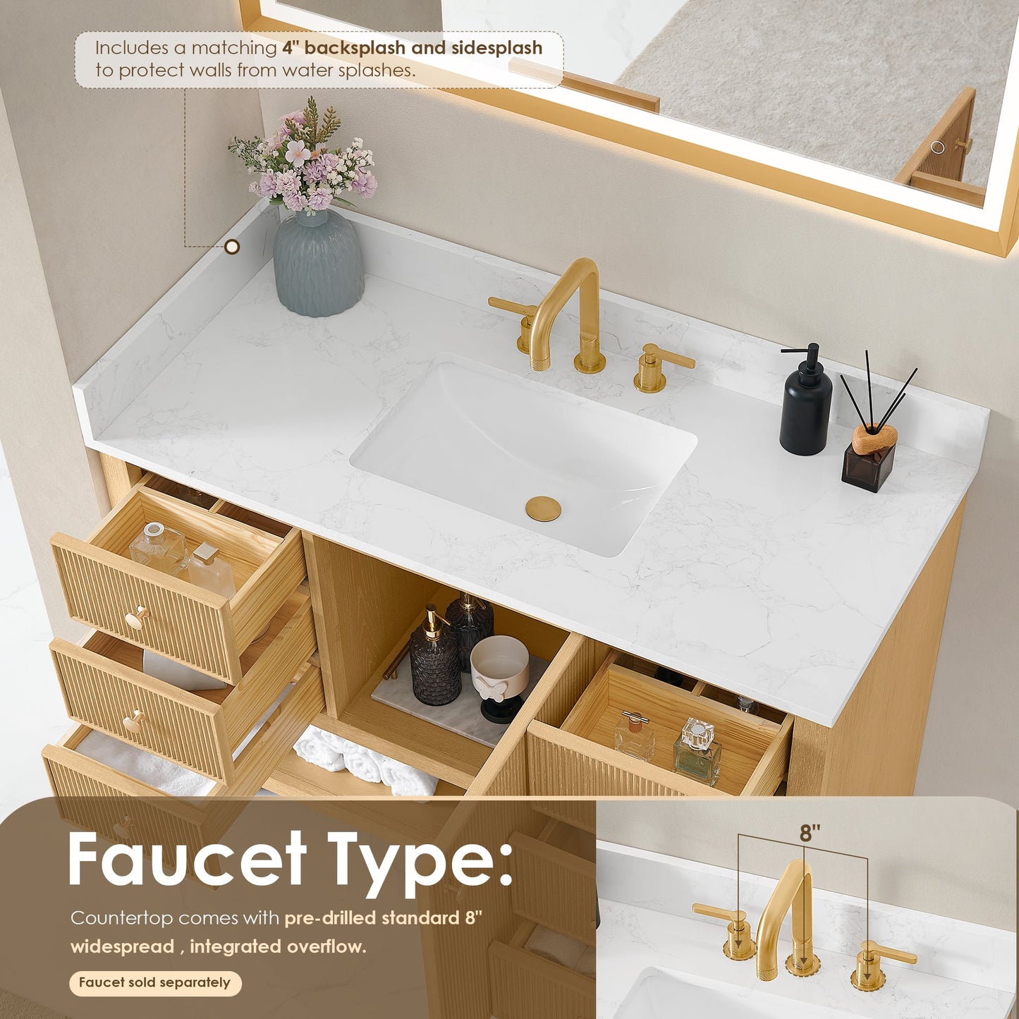 Cecil 36"/48"/60"/72" Single/Double Vanity with Top