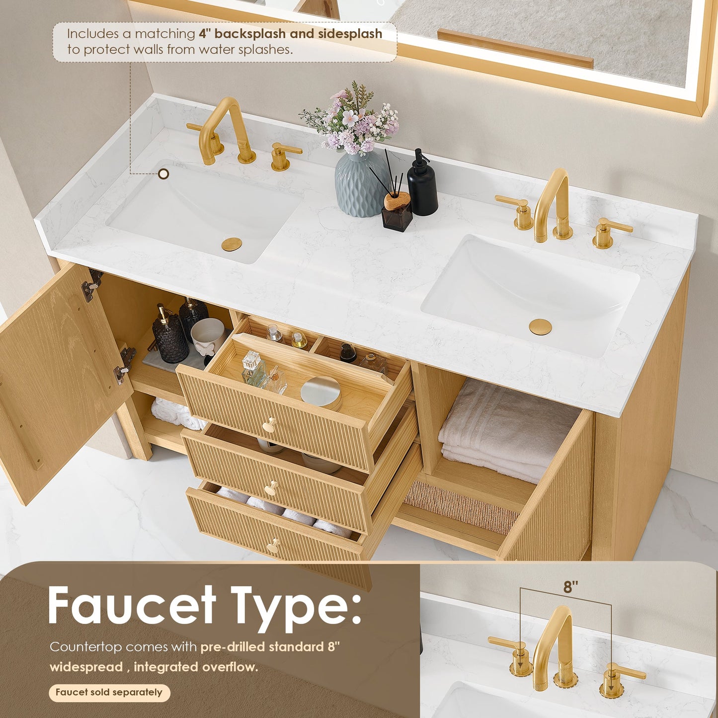 Cecil 36"/48"/60"/72" Single/Double Vanity with Top