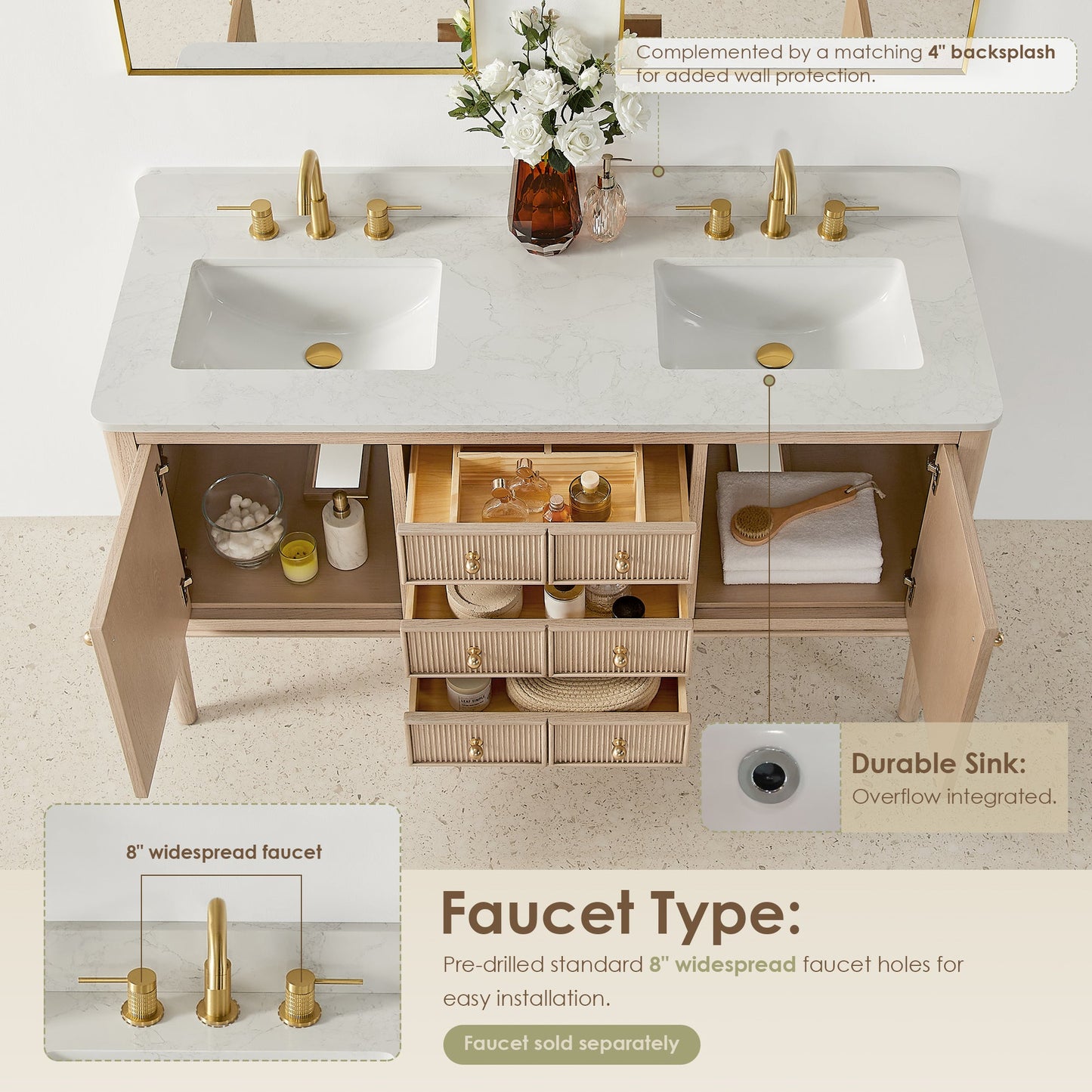 Blaise 48"/54"/60"/72" Single/Double Vanity with Top