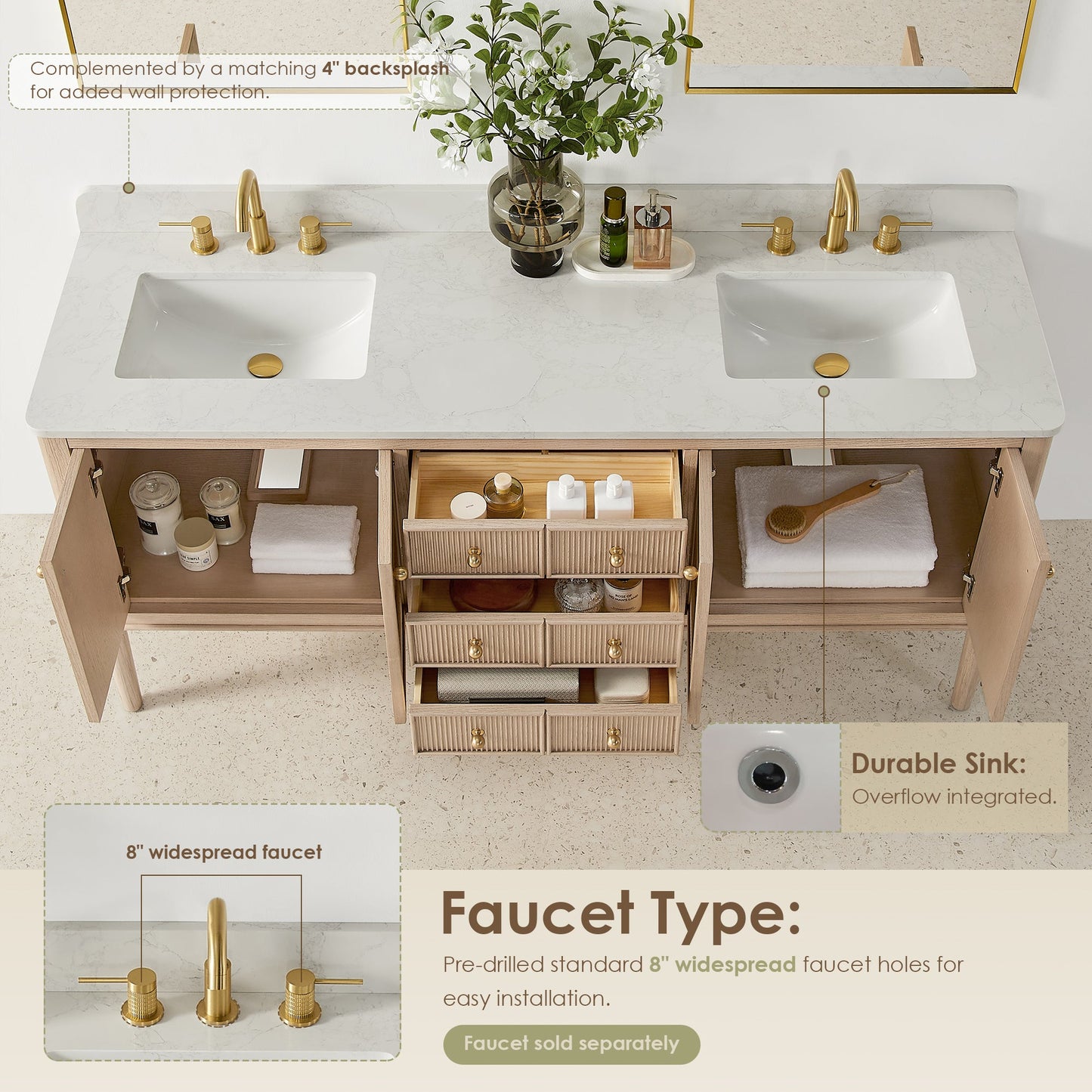 Blaise 48"/54"/60"/72" Single/Double Vanity with Top