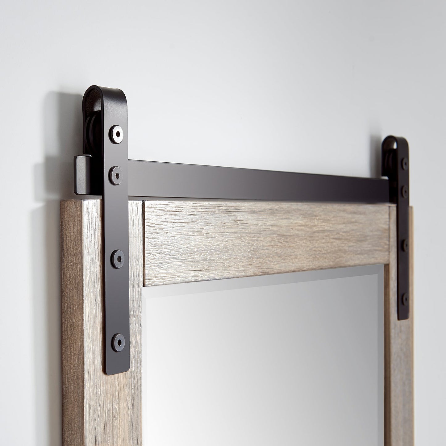 Cortes 24" Rectangular Bathroom Vanity Barndoor Wall Mount Mirror in Grey