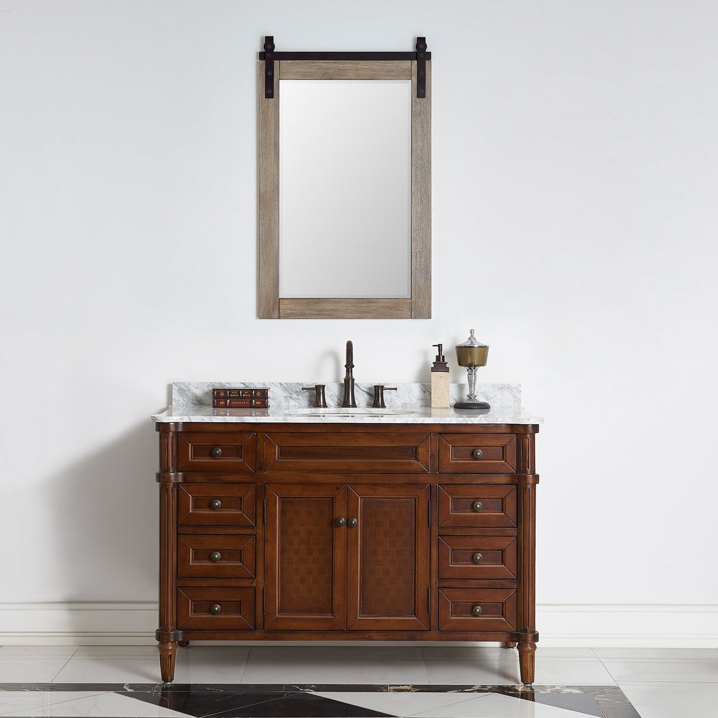 Cortes 24" Rectangular Bathroom Vanity Barndoor Wall Mount Mirror in Grey