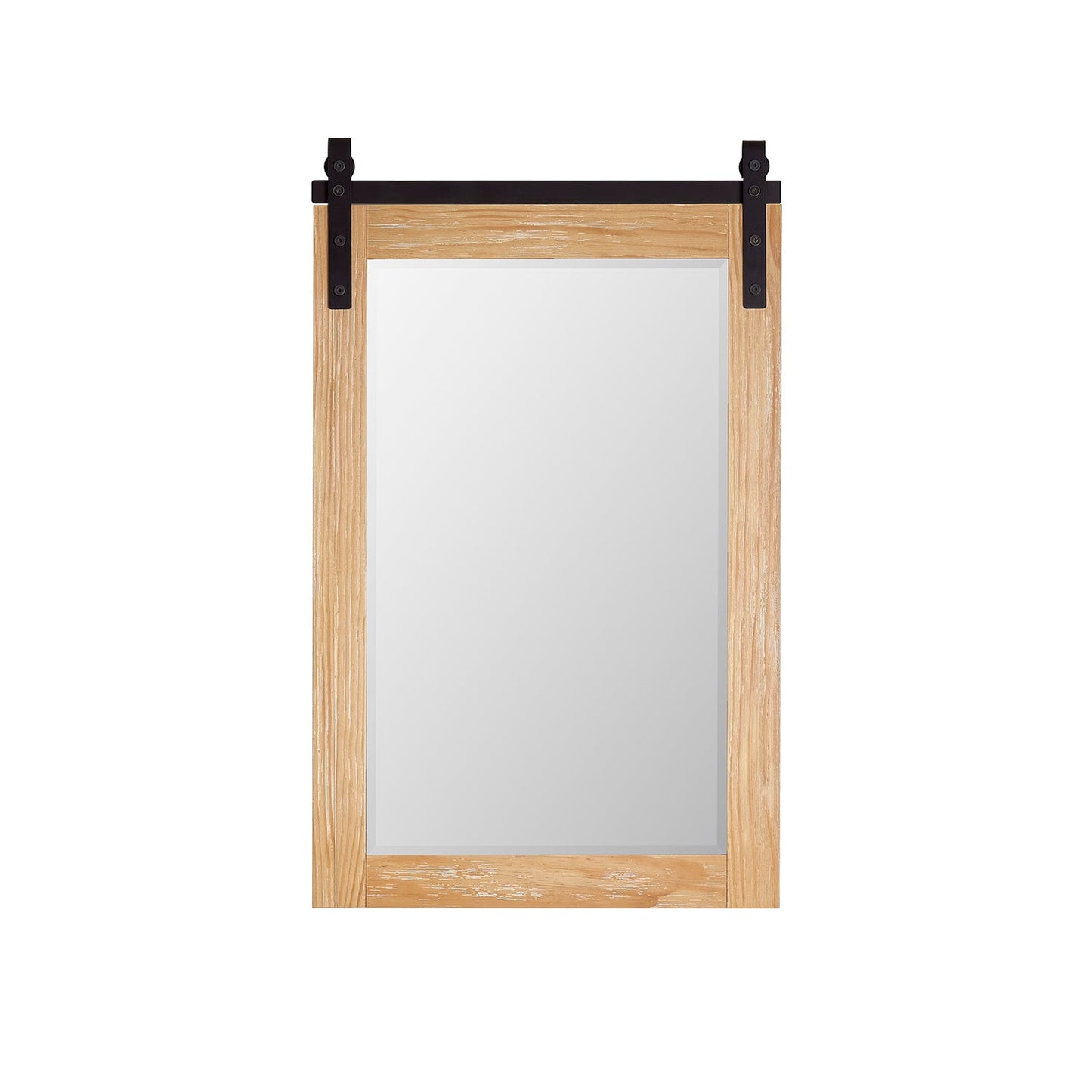 Cortes 24" Rectangular Bathroom Vanity Barndoor Wall Mount Mirror in Pine