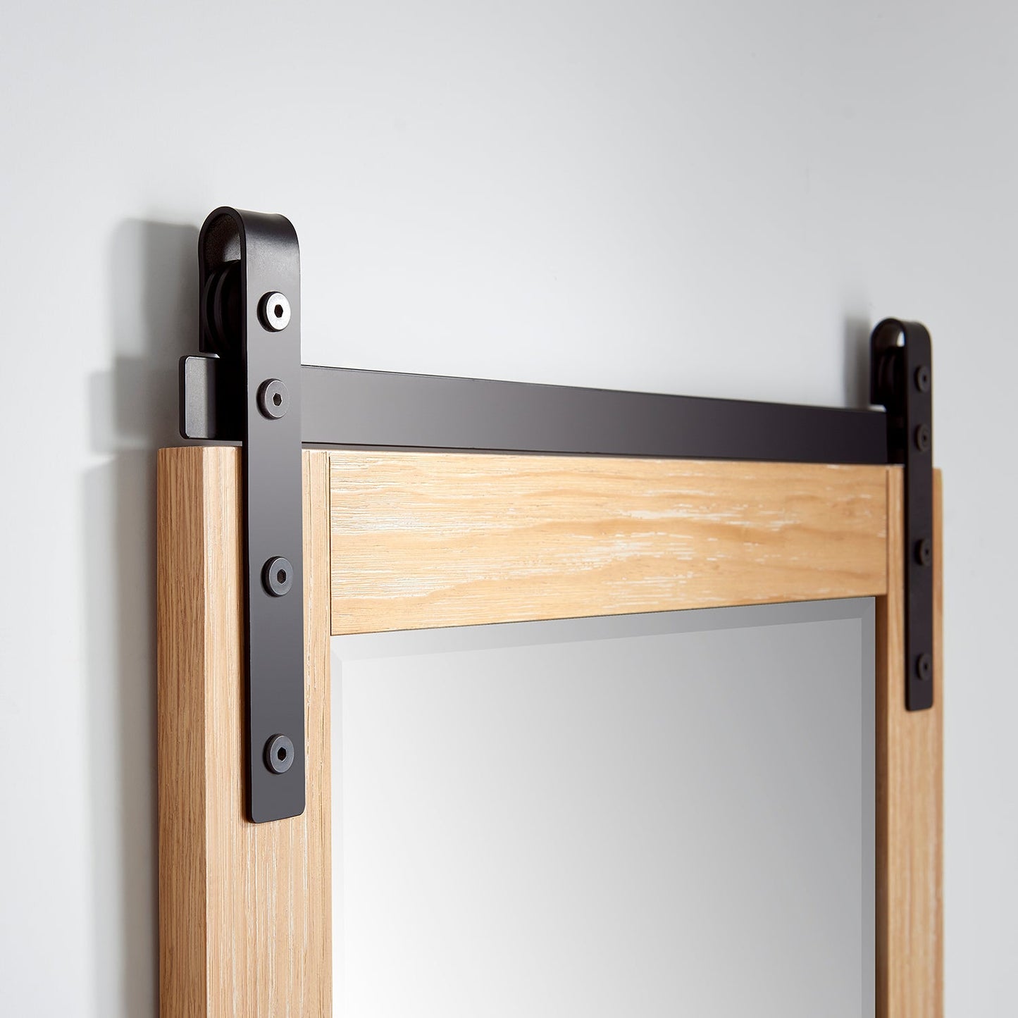 Cortes 24" Rectangular Bathroom Vanity Barndoor Wall Mount Mirror in Pine
