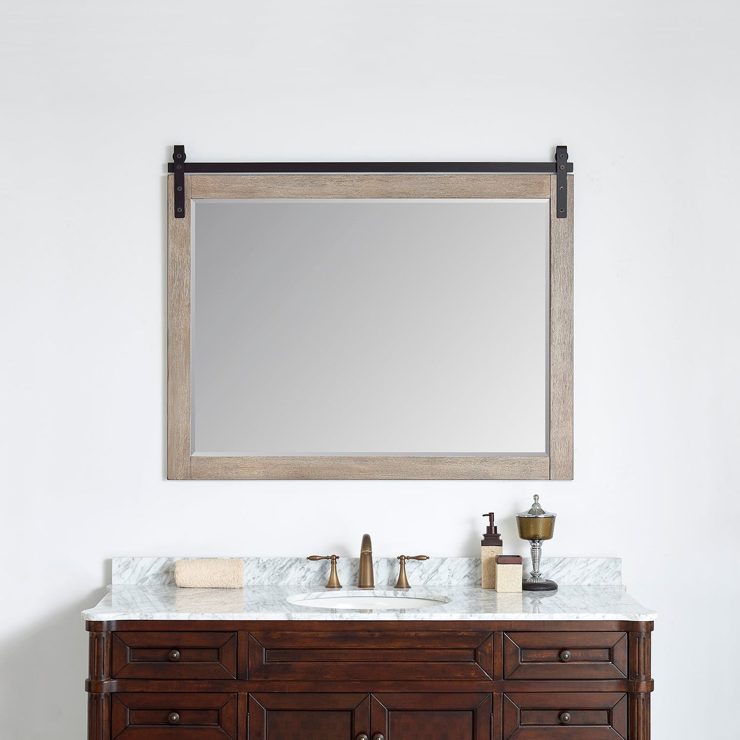 Cortes 48" Rectangular Bathroom Vanity Barndoor Wall Mount Mirror in Grey