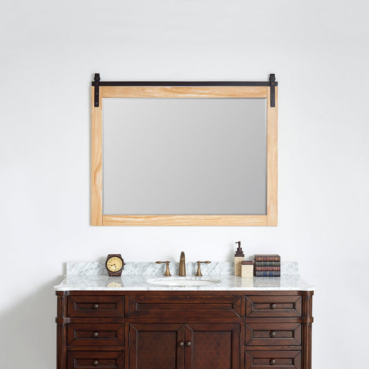 Cortes 48" Rectangular Bathroom Vanity Barndoor Wall Mount Mirror in Pine