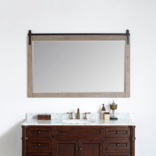 Cortes 60" Rectangular Bathroom Vanity Barndoor Wall Mount Mirror in Grey