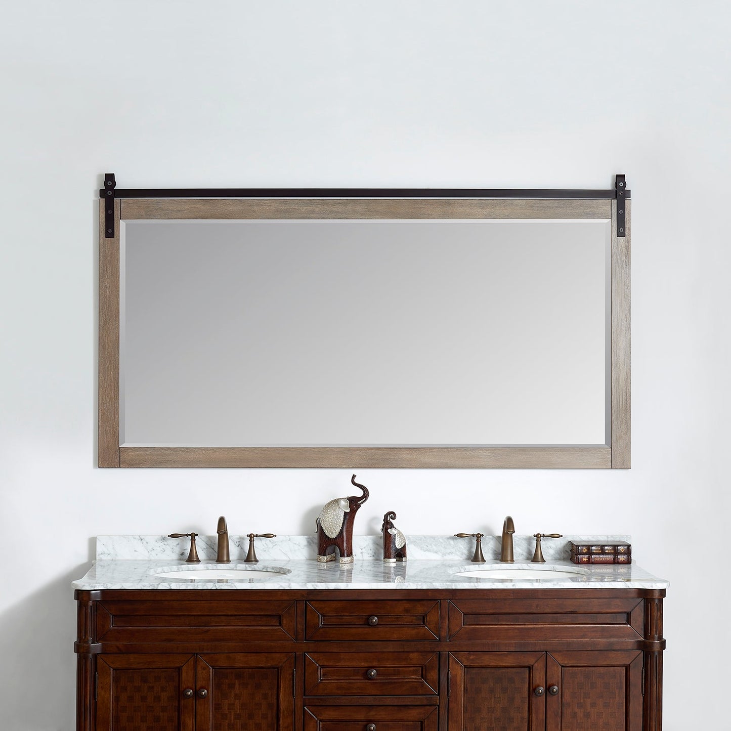 Cortes 72" Rectangular Bathroom Vanity Barndoor Wall Mount Mirror in Grey