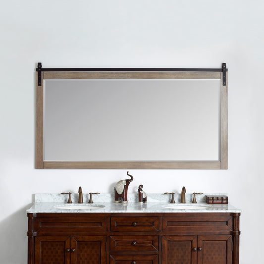 Cortes 72" Rectangular Bathroom Vanity Barndoor Wall Mount Mirror in Grey