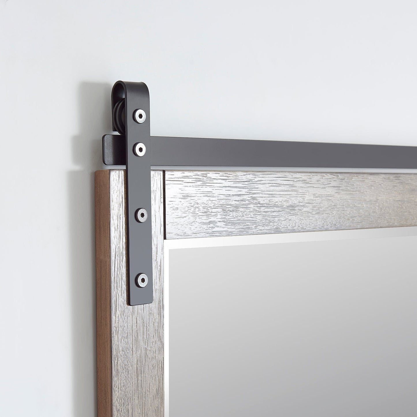 Cortes 72" Rectangular Bathroom Vanity Barndoor Wall Mount Mirror in Grey