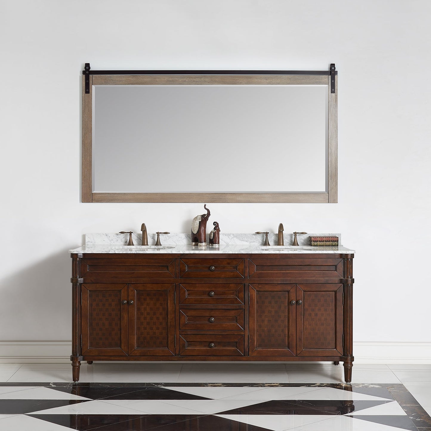 Cortes 72" Rectangular Bathroom Vanity Barndoor Wall Mount Mirror in Grey