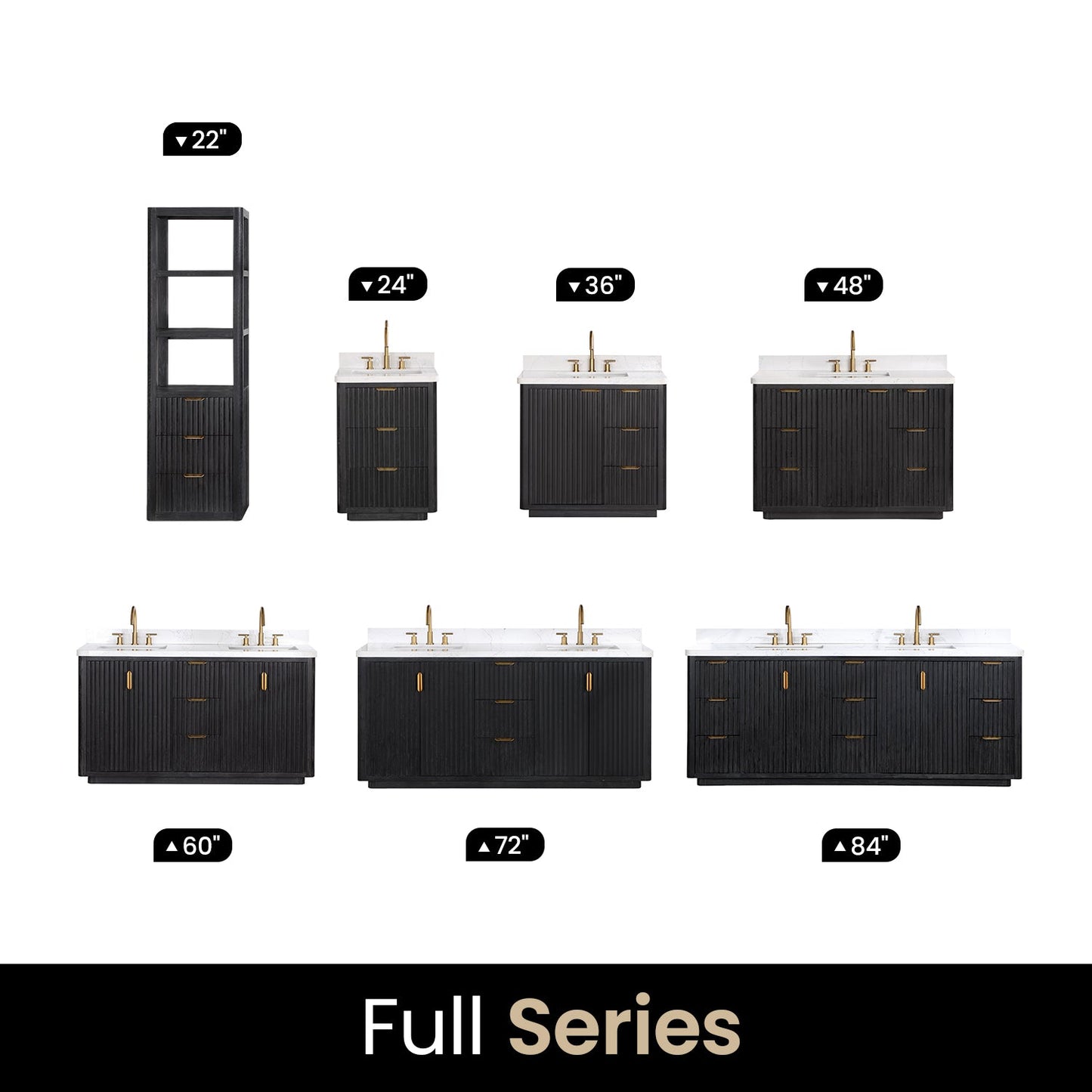 Cádiz 22in. Black Linen Storage Cabinet for Bathroom and more