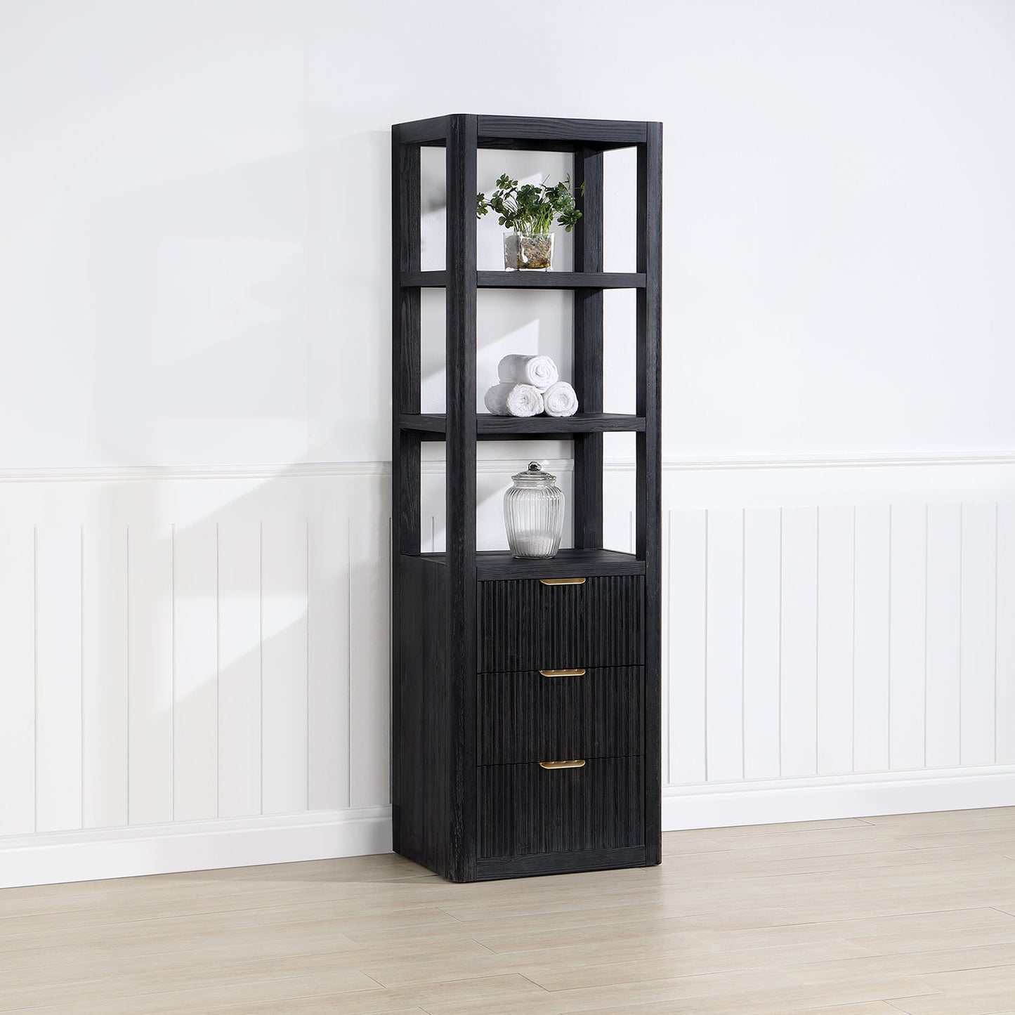 Cádiz 22in. Black Linen Storage Cabinet for Bathroom and more