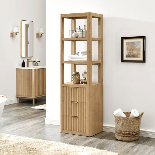 Cádiz 22in. Washed Ash Grey Linen Storage Cabinet for Bathroom and more