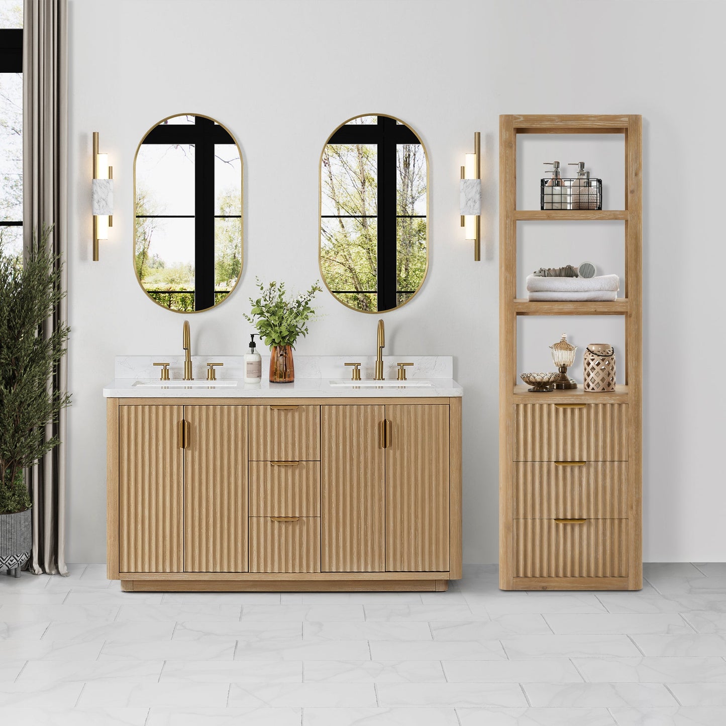 Cádiz 22in. Washed Ash Grey Linen Storage Cabinet for Bathroom and more