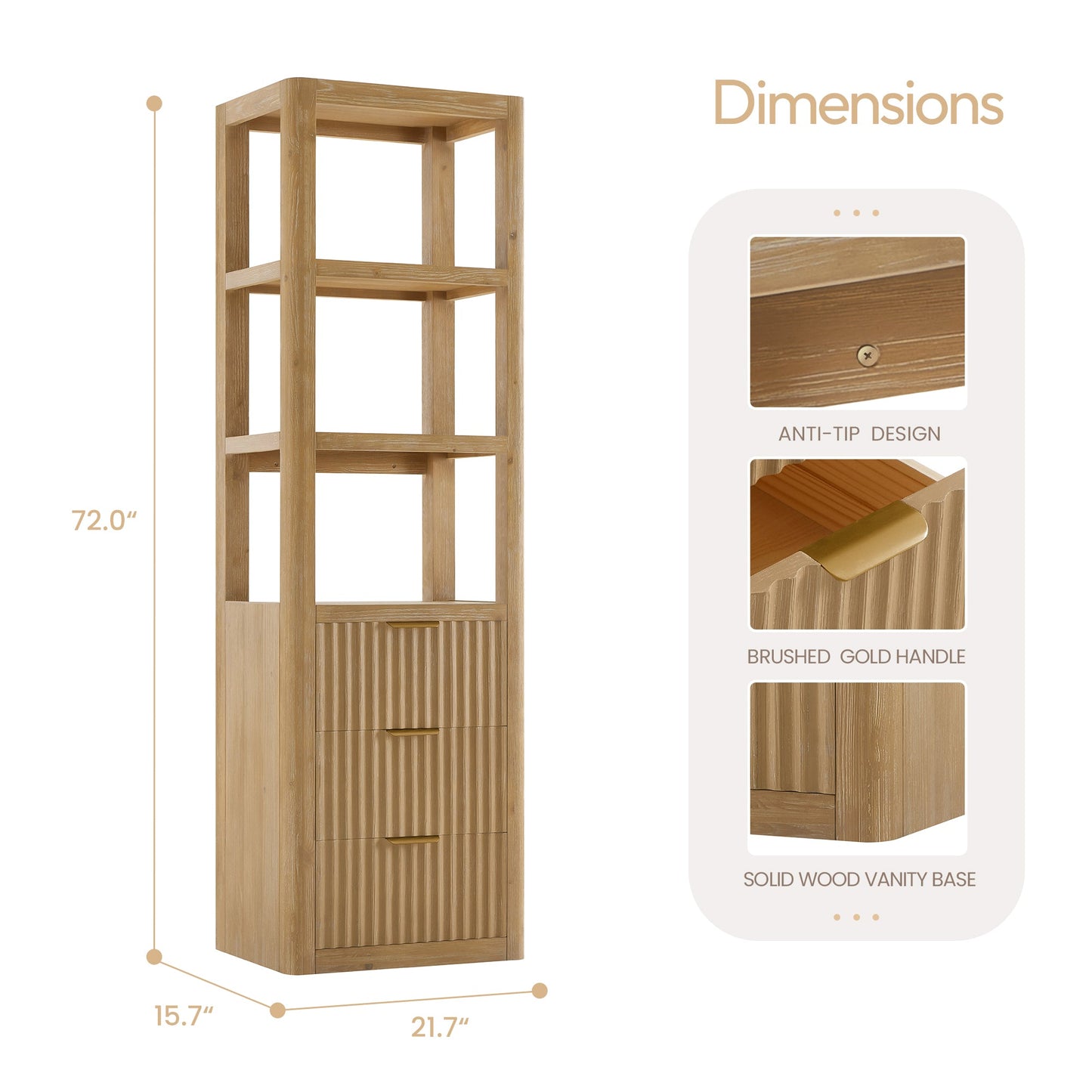 Cádiz 22in. Washed Ash Grey Linen Storage Cabinet for Bathroom and more