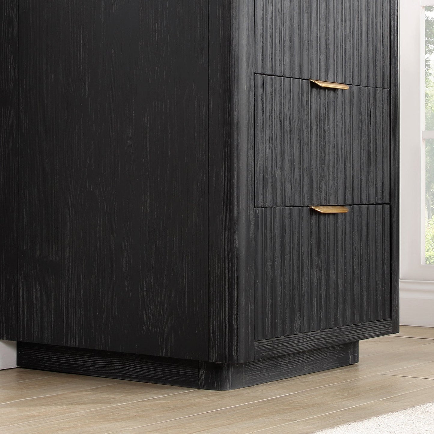 Cádiz 24in. Free-standing Single Bathroom Vanity in Fir Wood Black with Composite Top in Lightning White
