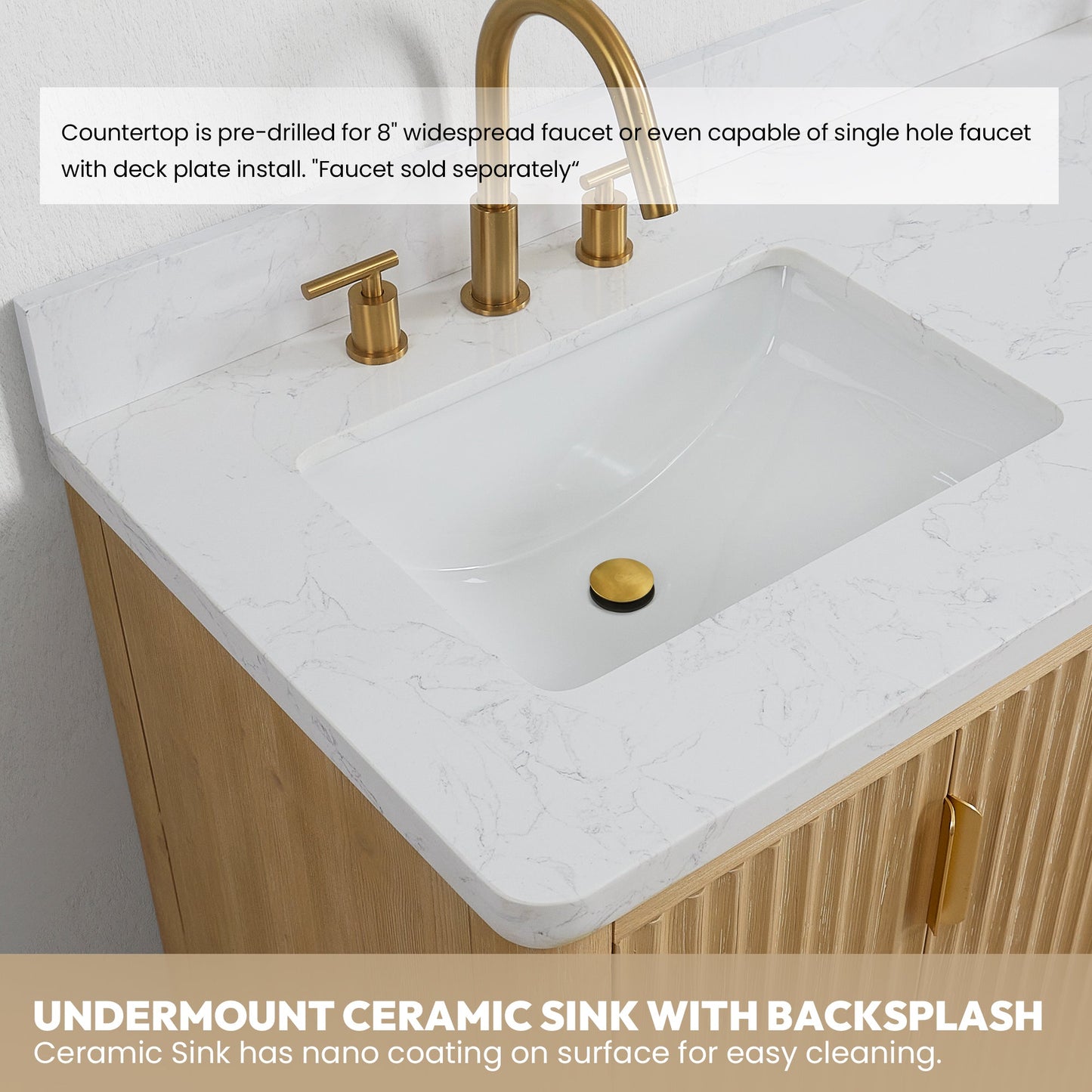 Cádiz 24in. Free-standing Single Bathroom Vanity in Washed Ash Grey with Composite top in Lightning White