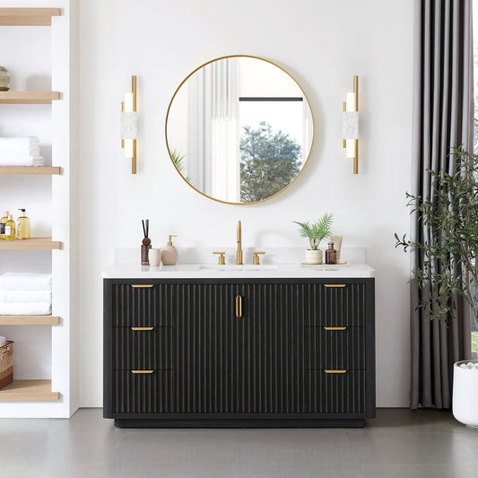 Cádiz 60" Free-standing Single Bathroom Vanity in Fir Wood Black