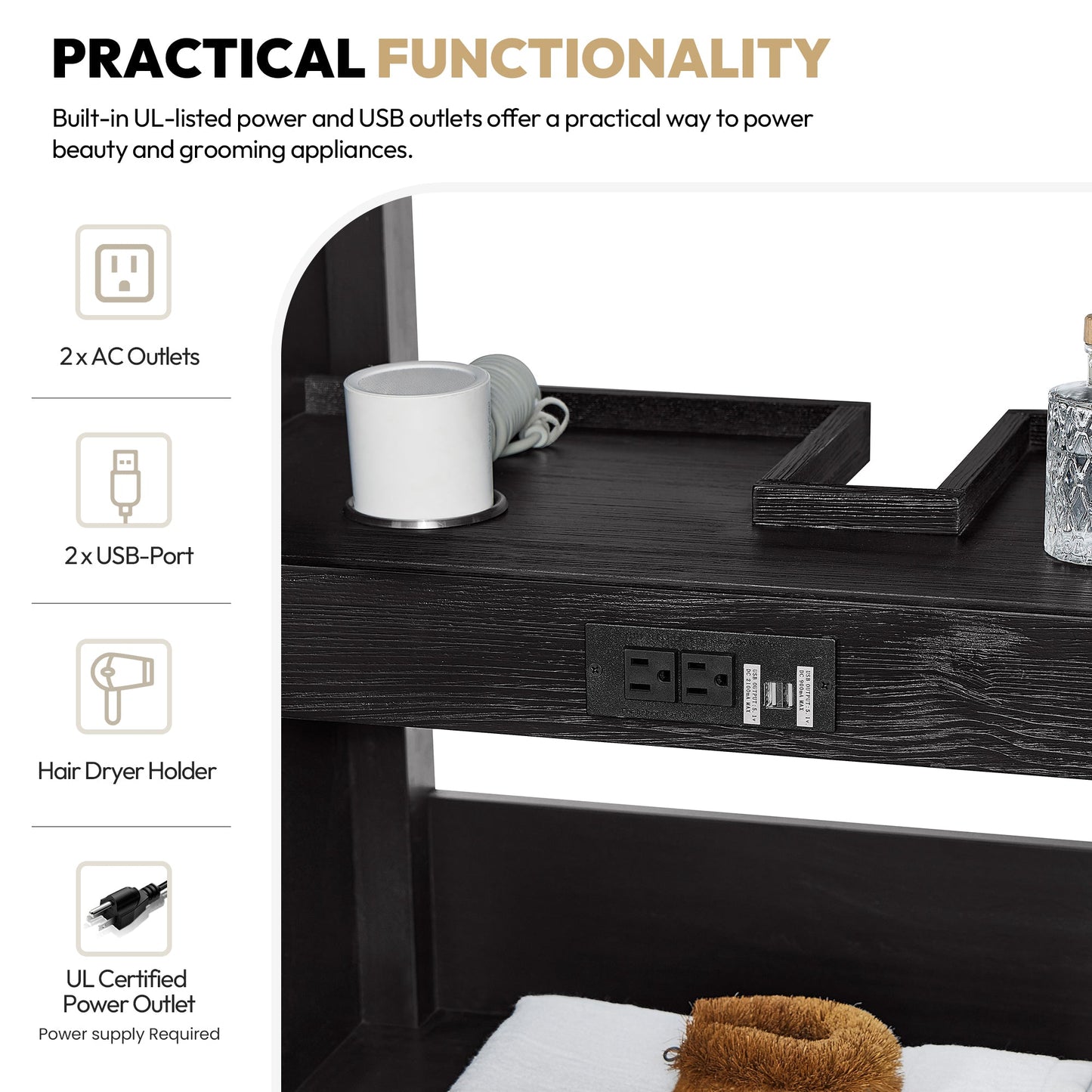 Cádiz 60" Free-standing Single Bathroom Vanity in Fir Wood Black