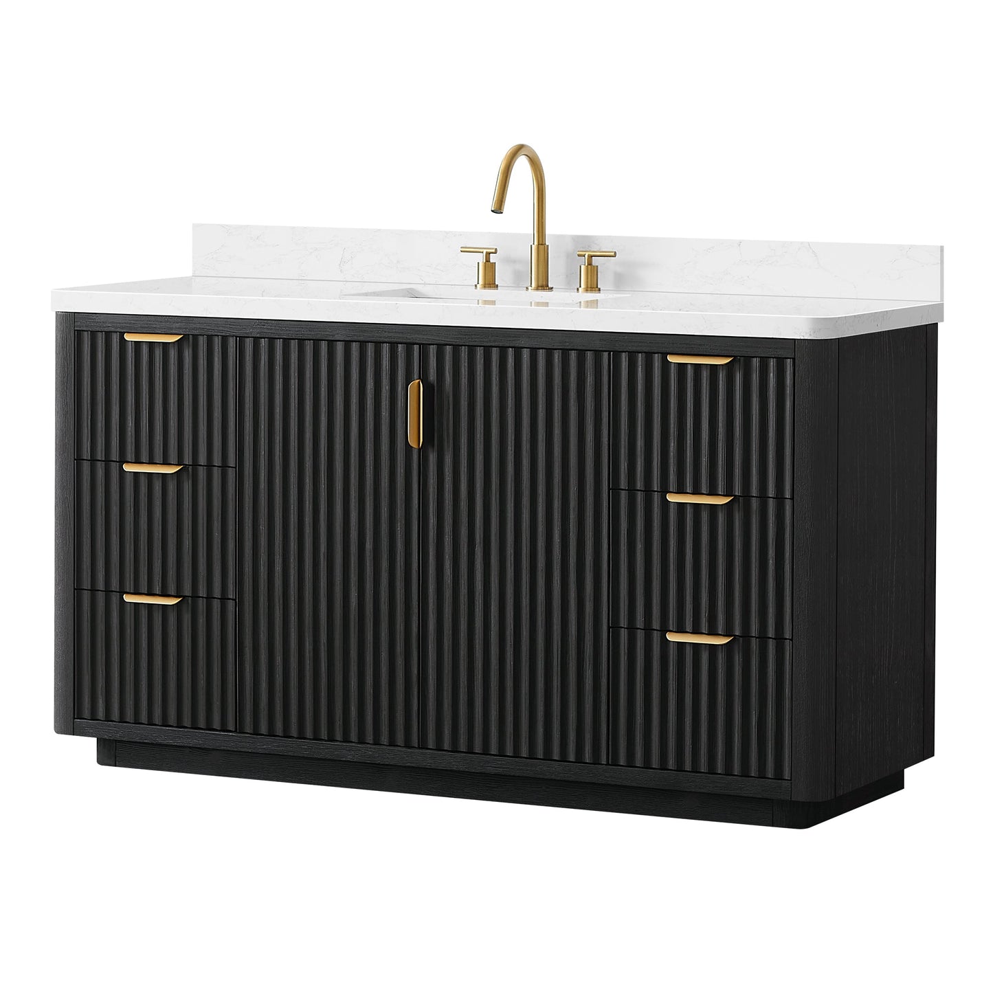 Cádiz 60" Free-standing Single Bathroom Vanity in Fir Wood Black