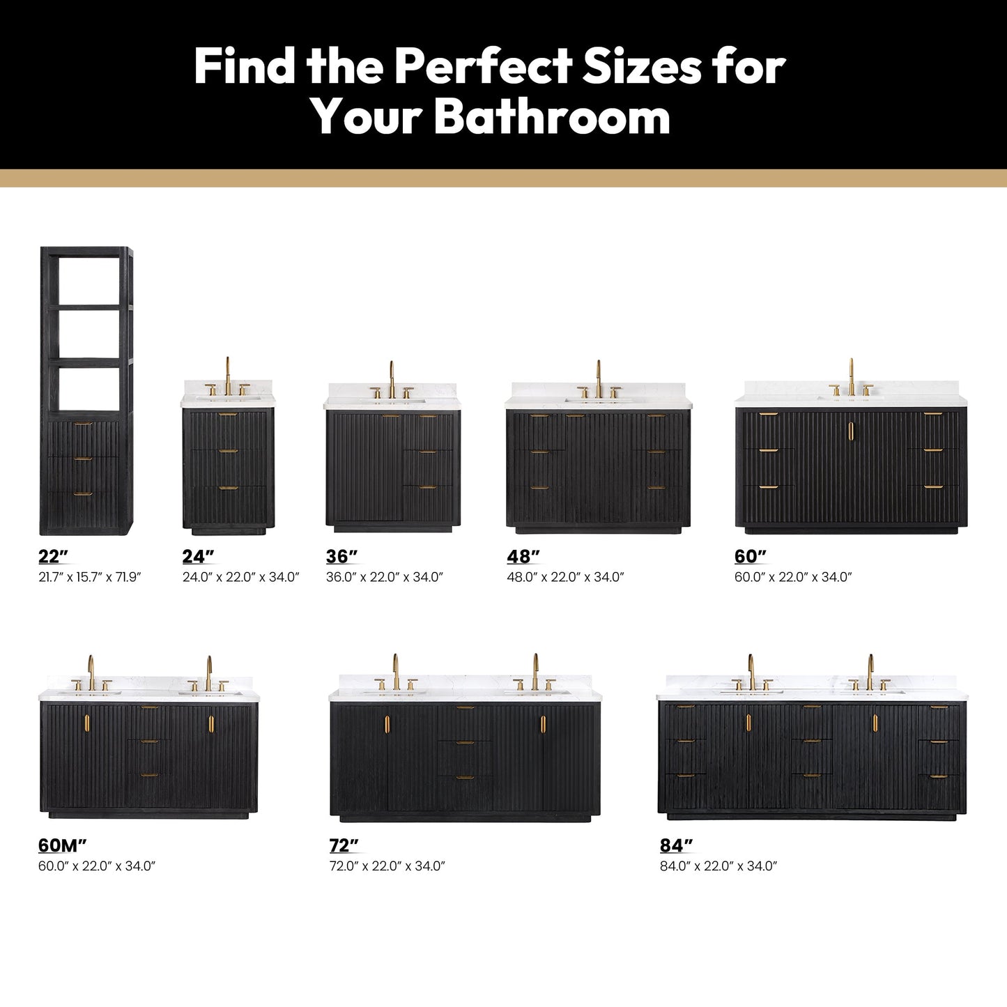 Cádiz 60" Free-standing Single Bathroom Vanity in Fir Wood Black
