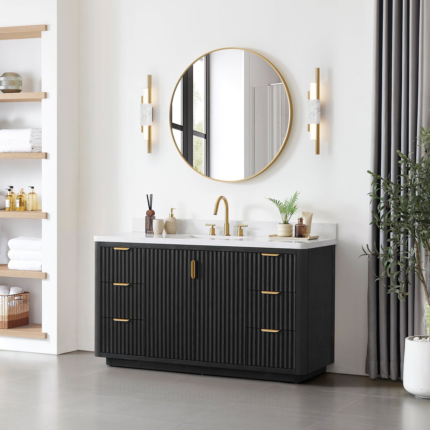 Cádiz 60" Free-standing Single Bathroom Vanity in Fir Wood Black