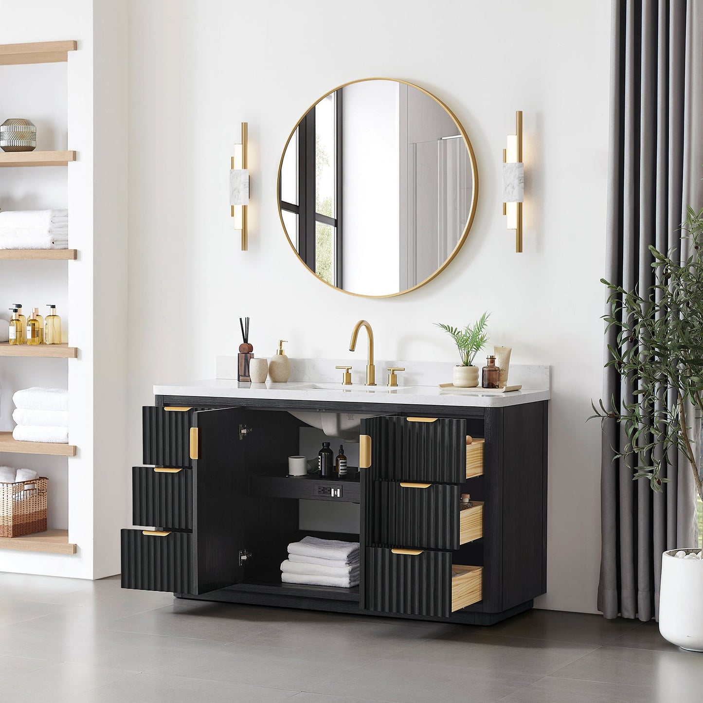 Cádiz 60" Free-standing Single Bathroom Vanity in Fir Wood Black