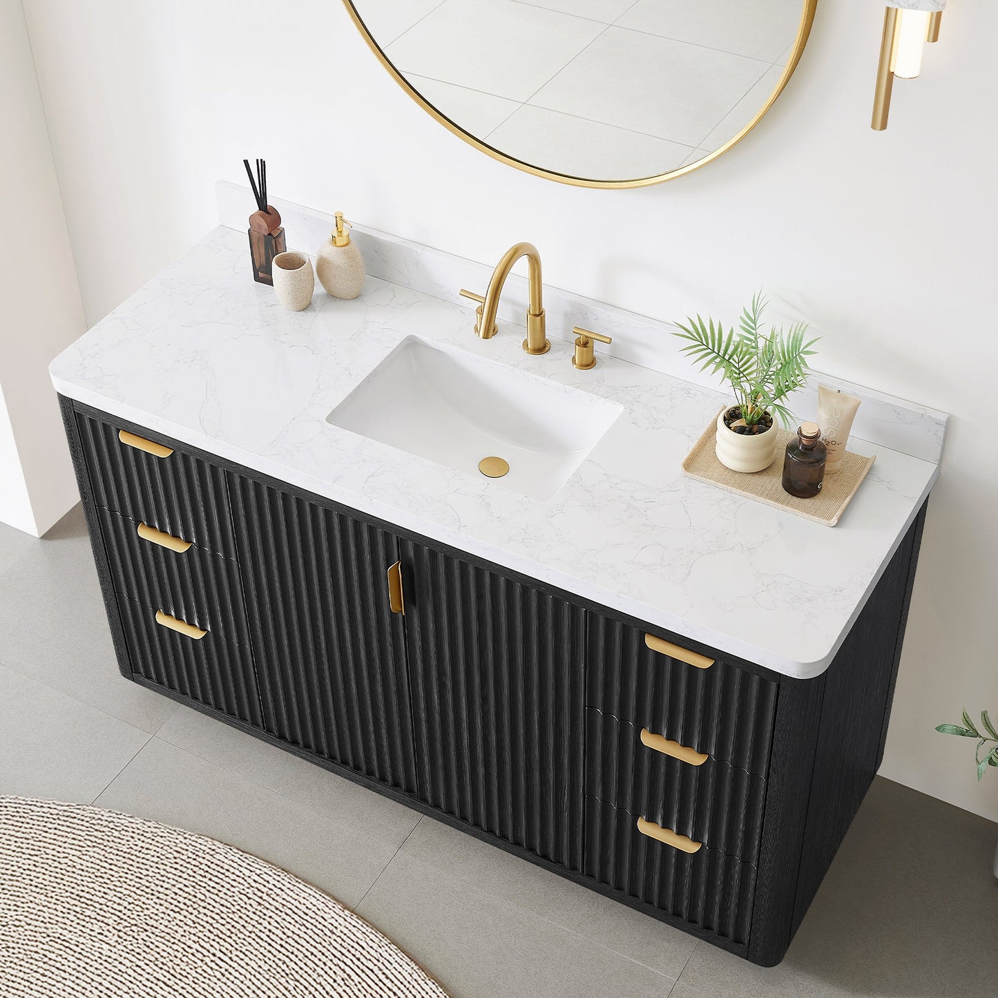 Cádiz 60" Free-standing Single Bathroom Vanity in Fir Wood Black