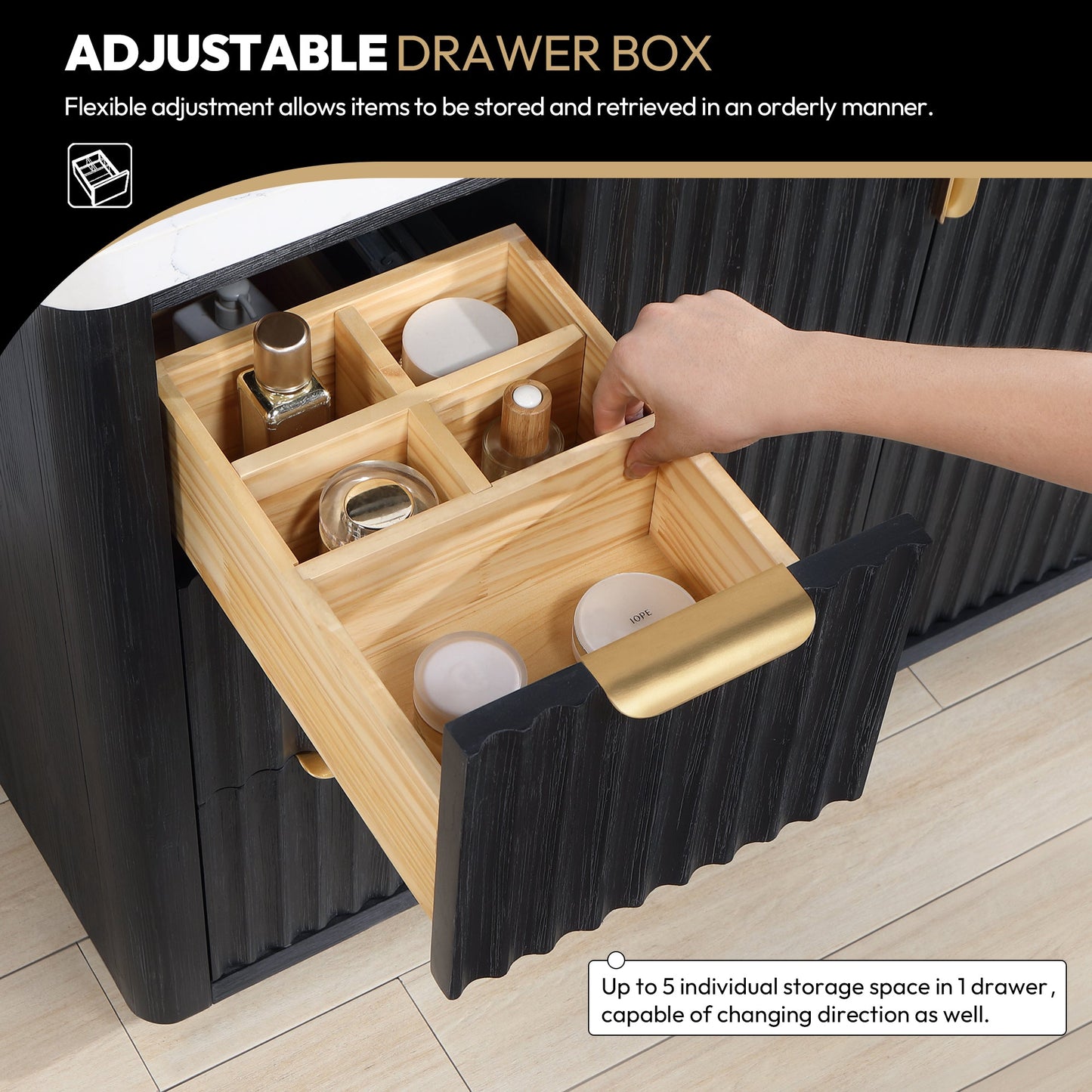 Cádiz 60" Free-standing Single Bathroom Vanity in Fir Wood Black