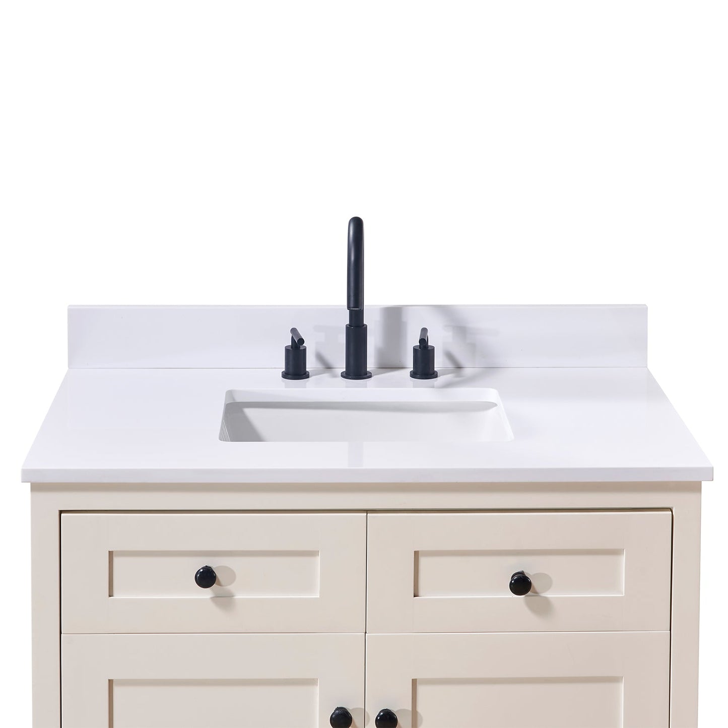 Andalo Stone effects Single Sink Vanity Top in Snow White with White Sink