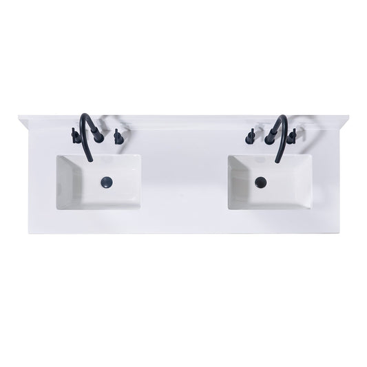 Andalo Stone effects Single Sink Vanity Top in Snow White with White Sink