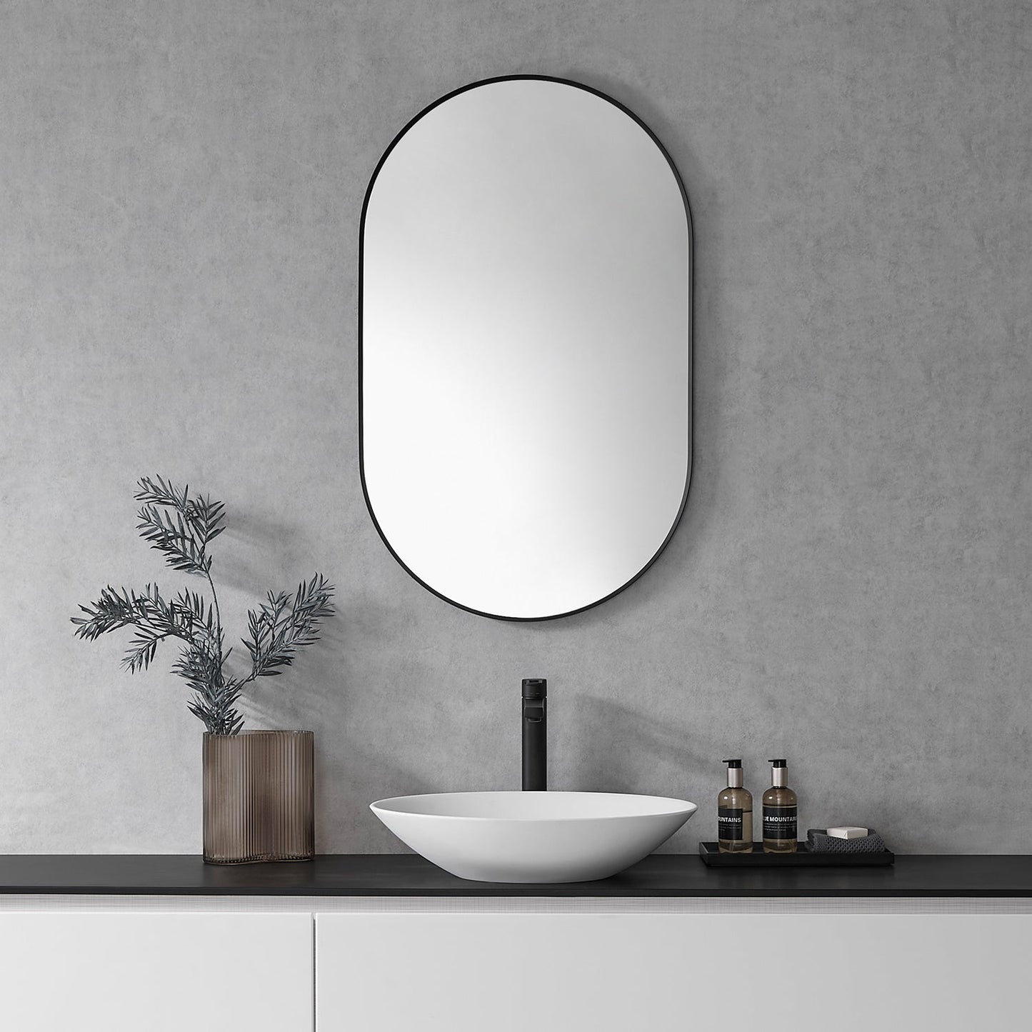 Ispra 36" Oval Bathroom Vanity Aluminum Framed Wall Mirror