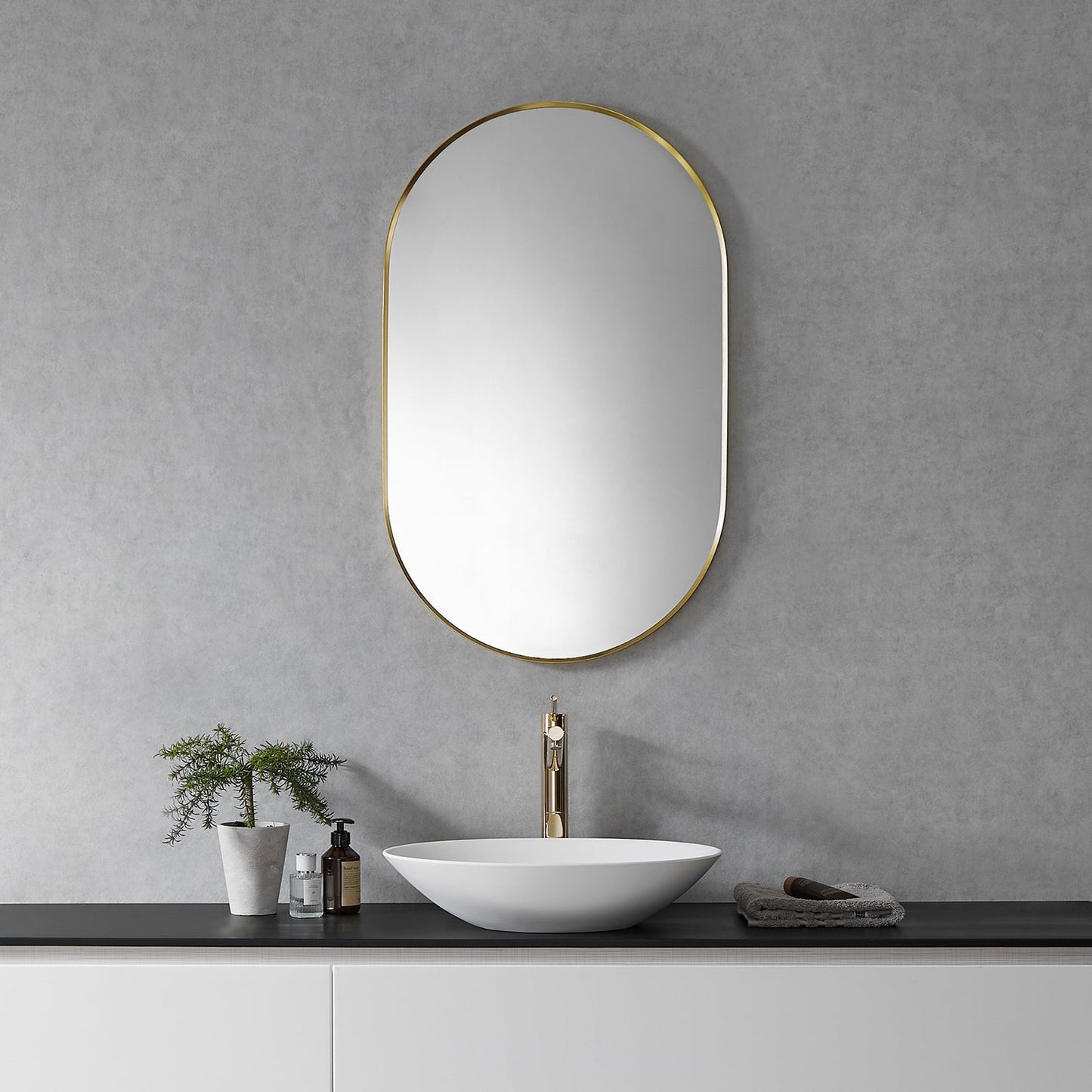 Ispra 36" Oval Bathroom Vanity Aluminum Framed Wall Mirror