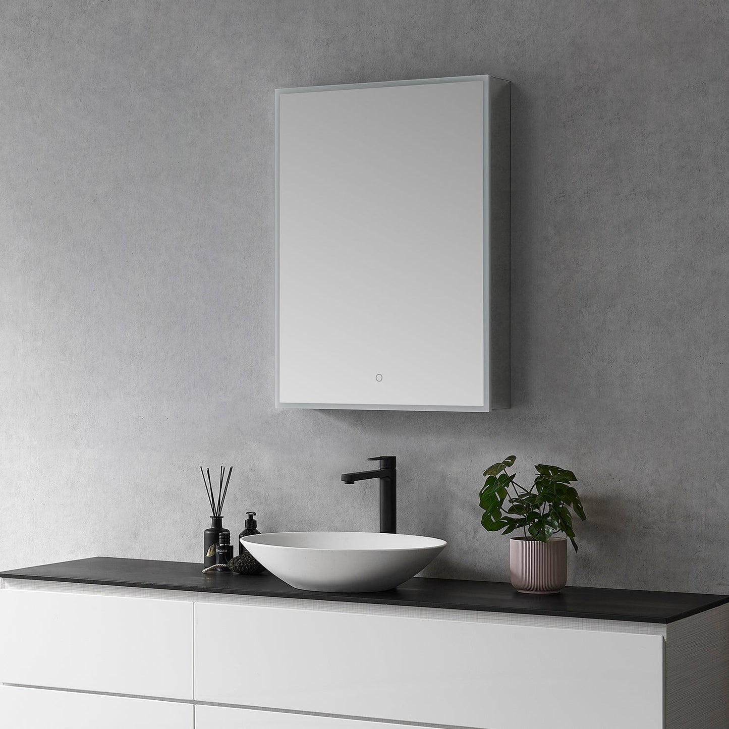 Carsoli Rectangle Frameless Surface-Mount/Recessed LED Lighted Bathroom Medicine Cabinet