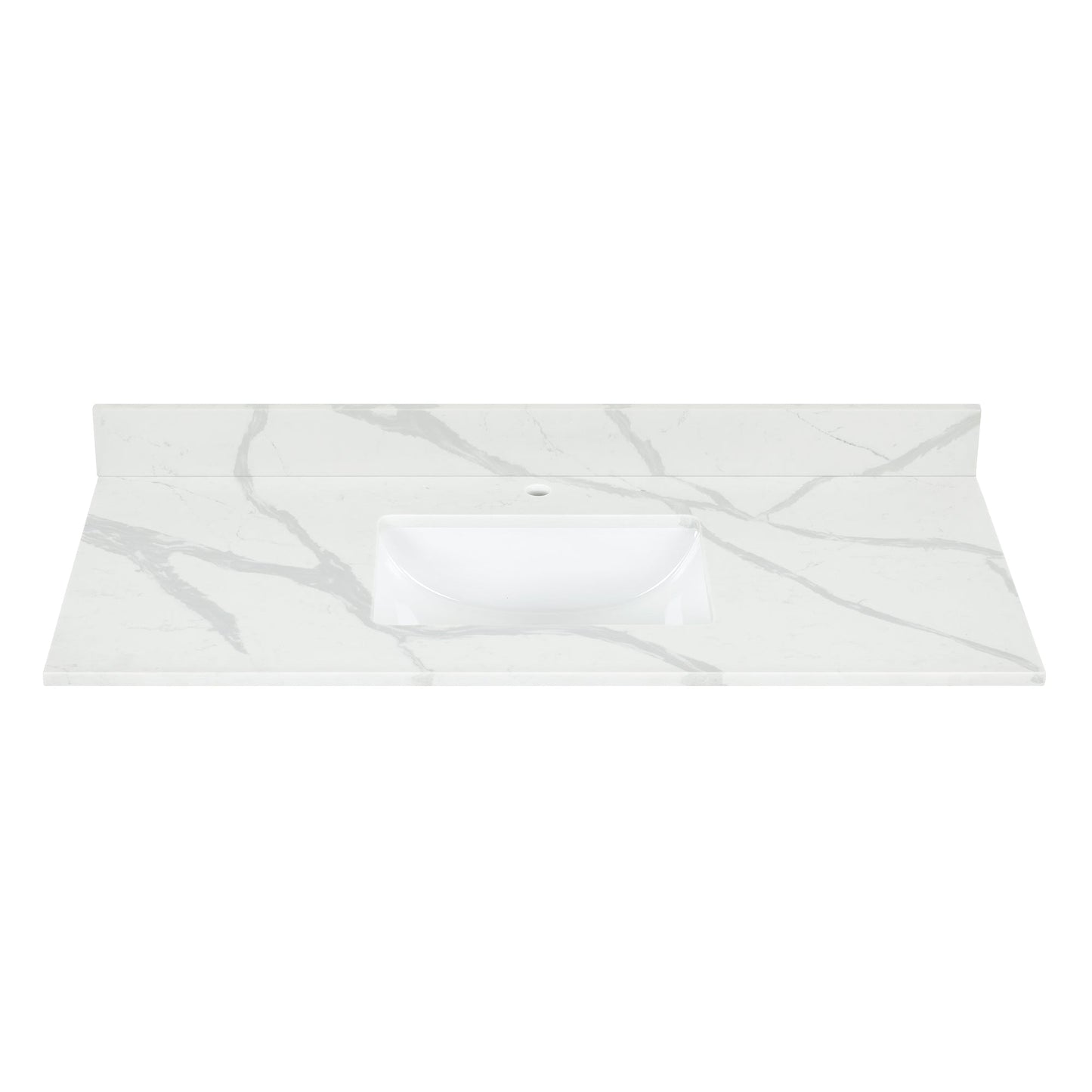 Arbios in Quartz Vanity Top in Calacatta White with White Sink