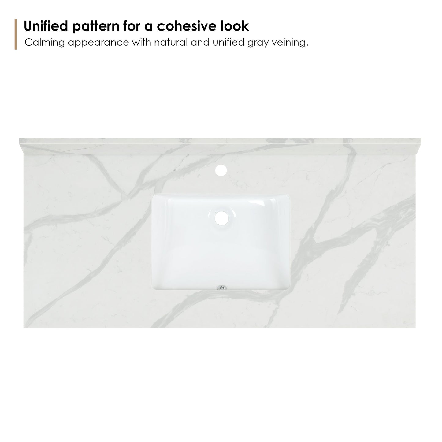 Arbios in Quartz Vanity Top in Calacatta White with White Sink