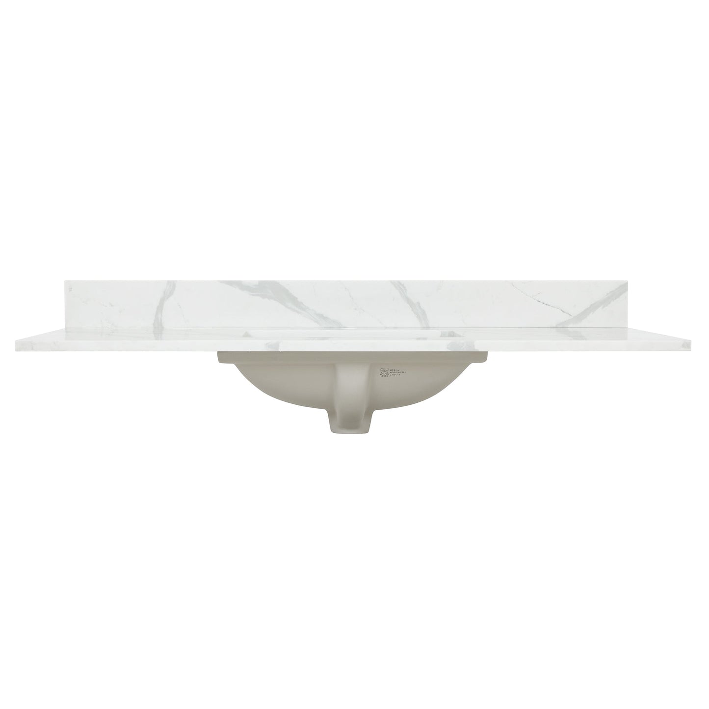 Arbios in Quartz Vanity Top in Calacatta White with White Sink