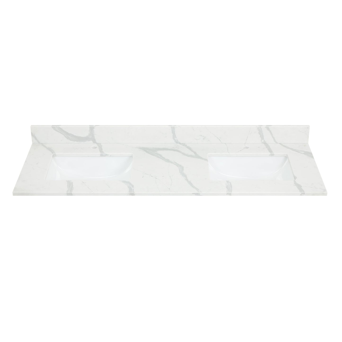 Arbios in Quartz Vanity Top in Calacatta White with White Sink