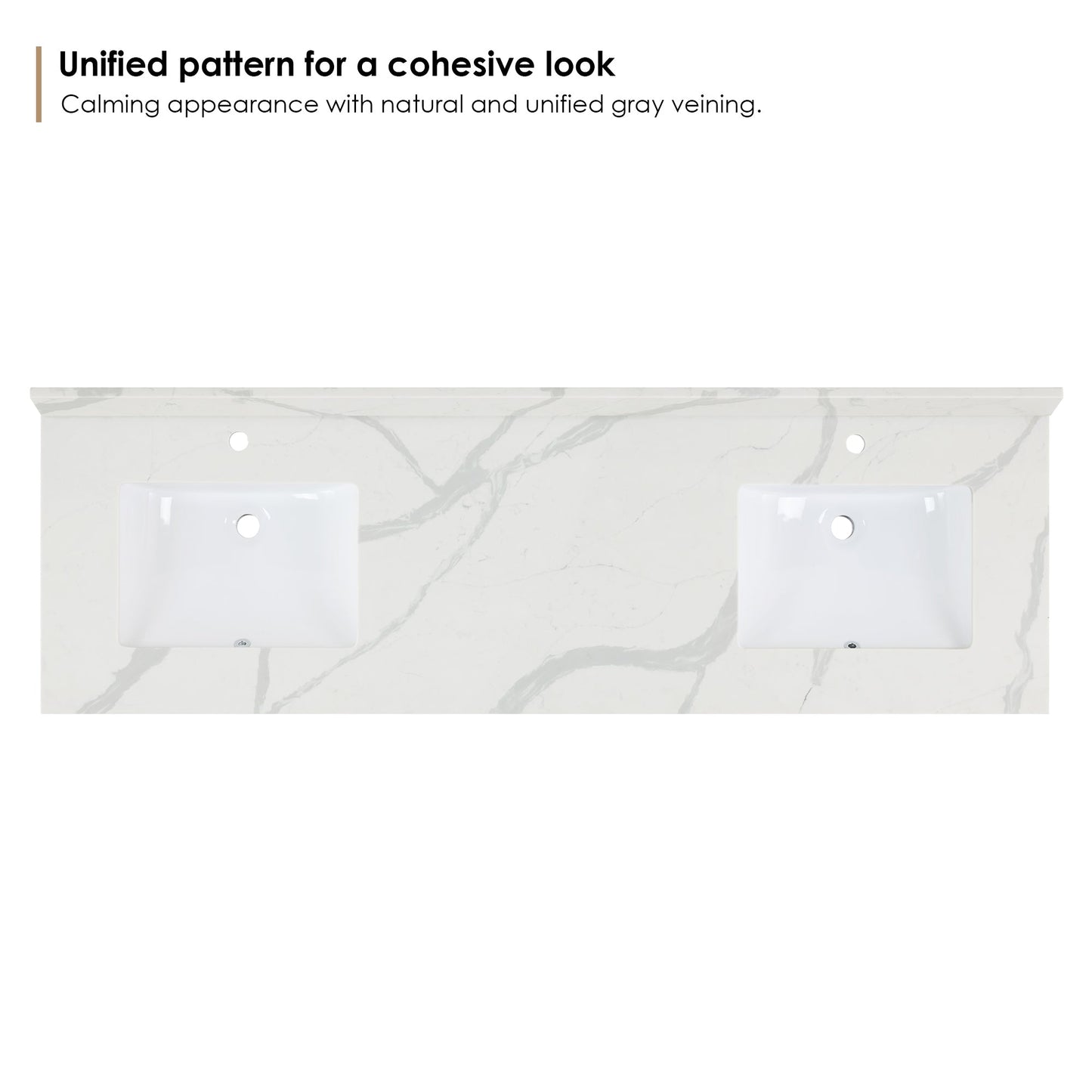 Arbios in Quartz Vanity Top in Calacatta White with White Sink