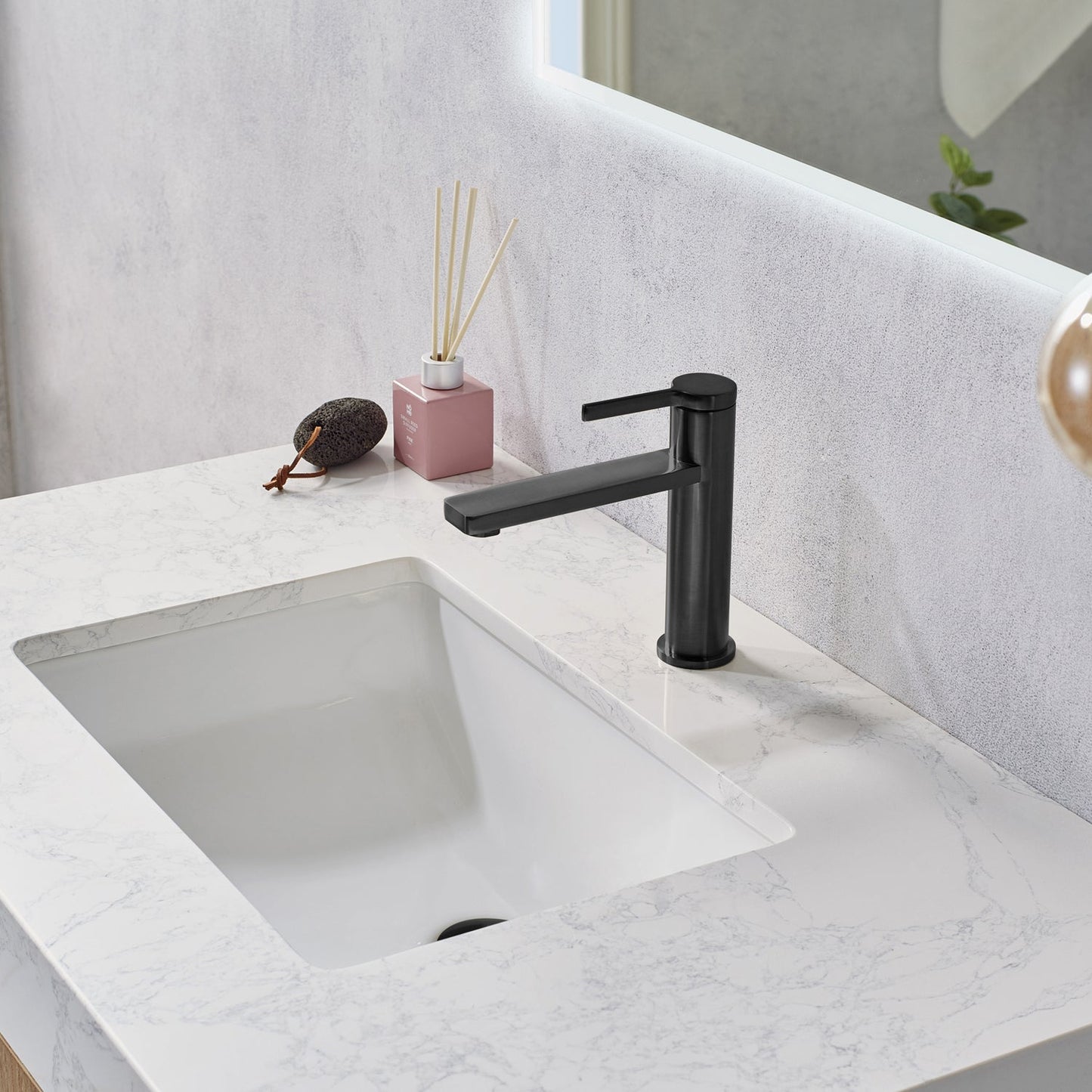 Alistair 36B" Single Vanity in North American Oak | Matte Black