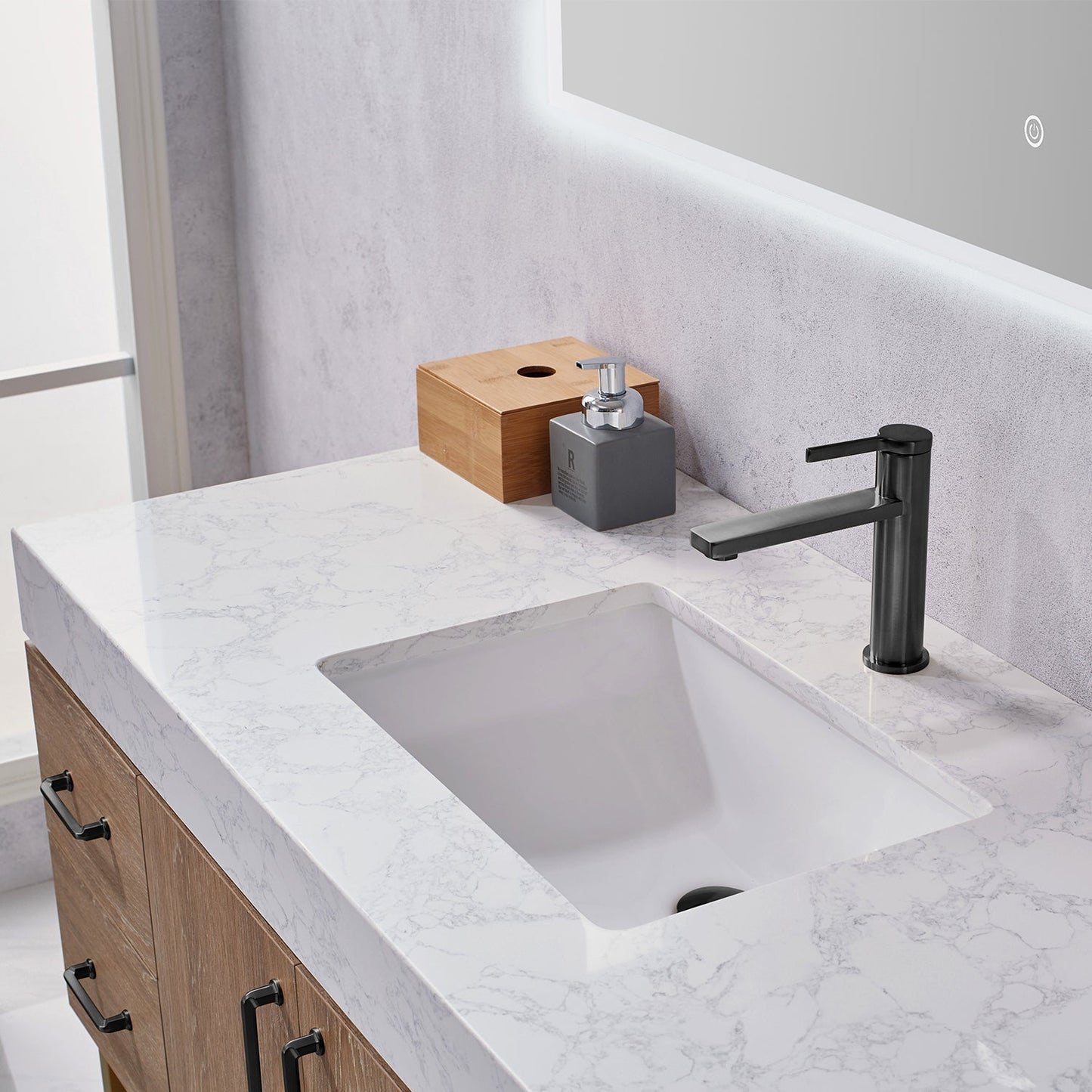 Alistair 48B" Single Vanity in North American Oak | Matte Black