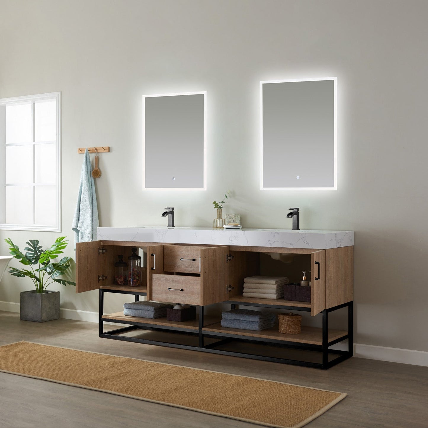 Alistair 72B" Double Vanity in North American Oak | Black