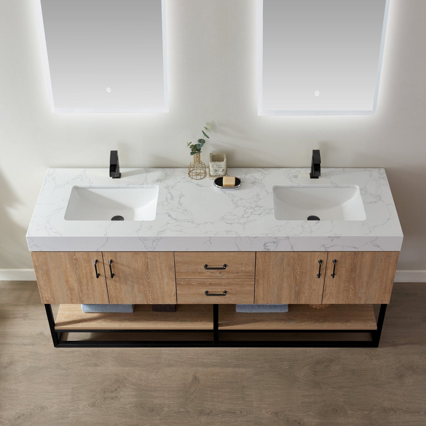 Alistair 72B" Double Vanity in North American Oak | Black